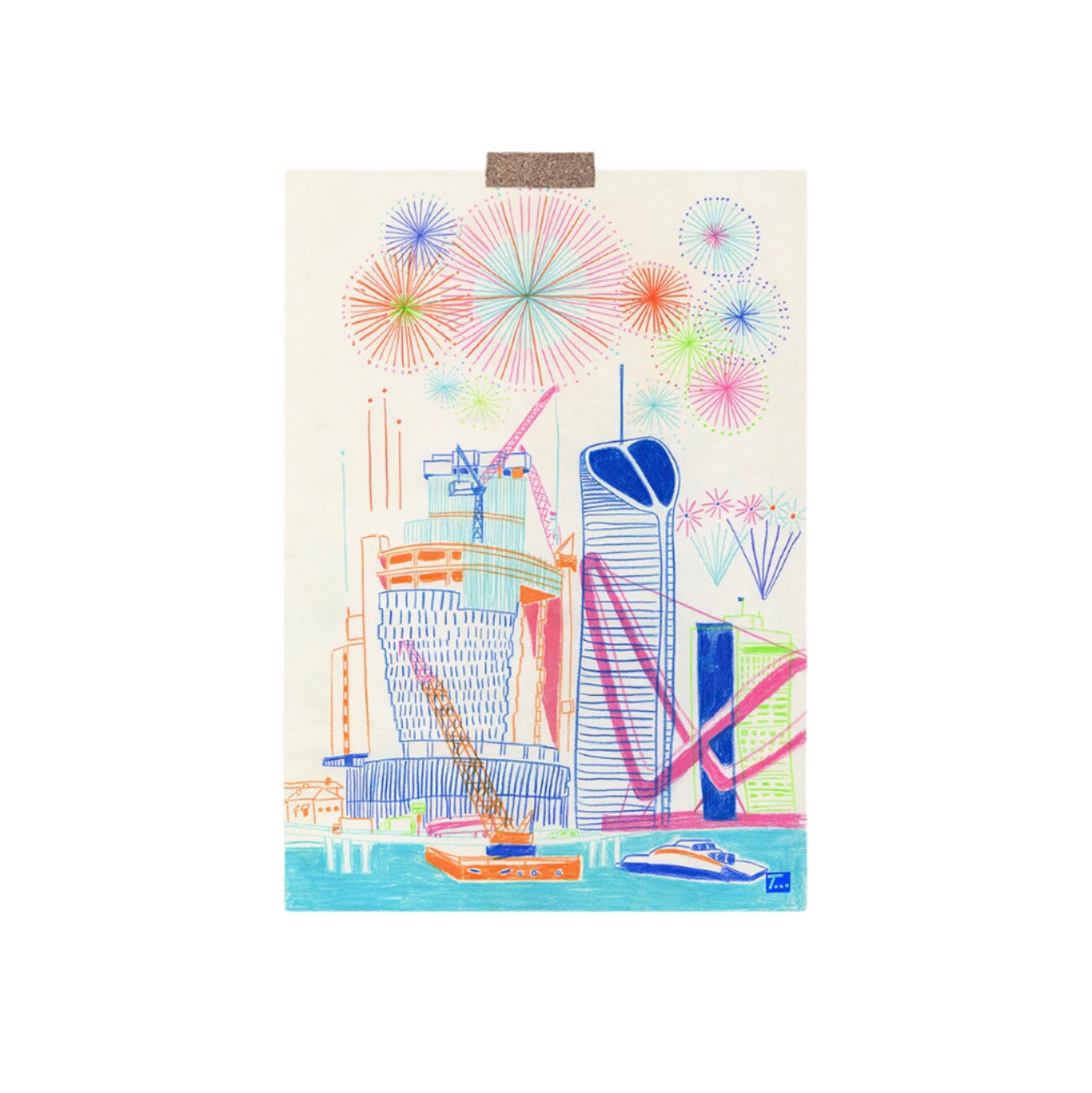 Brisbane City Fireworks Greeting Card Cards That Time That