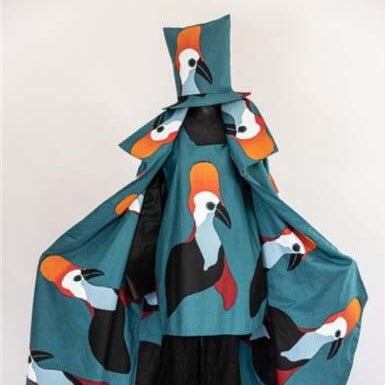 Karen Shuan - Male Outfit: Cassowary Design for C2C 2024 - 582-24 Textiles & Fibre Yalanji Arts