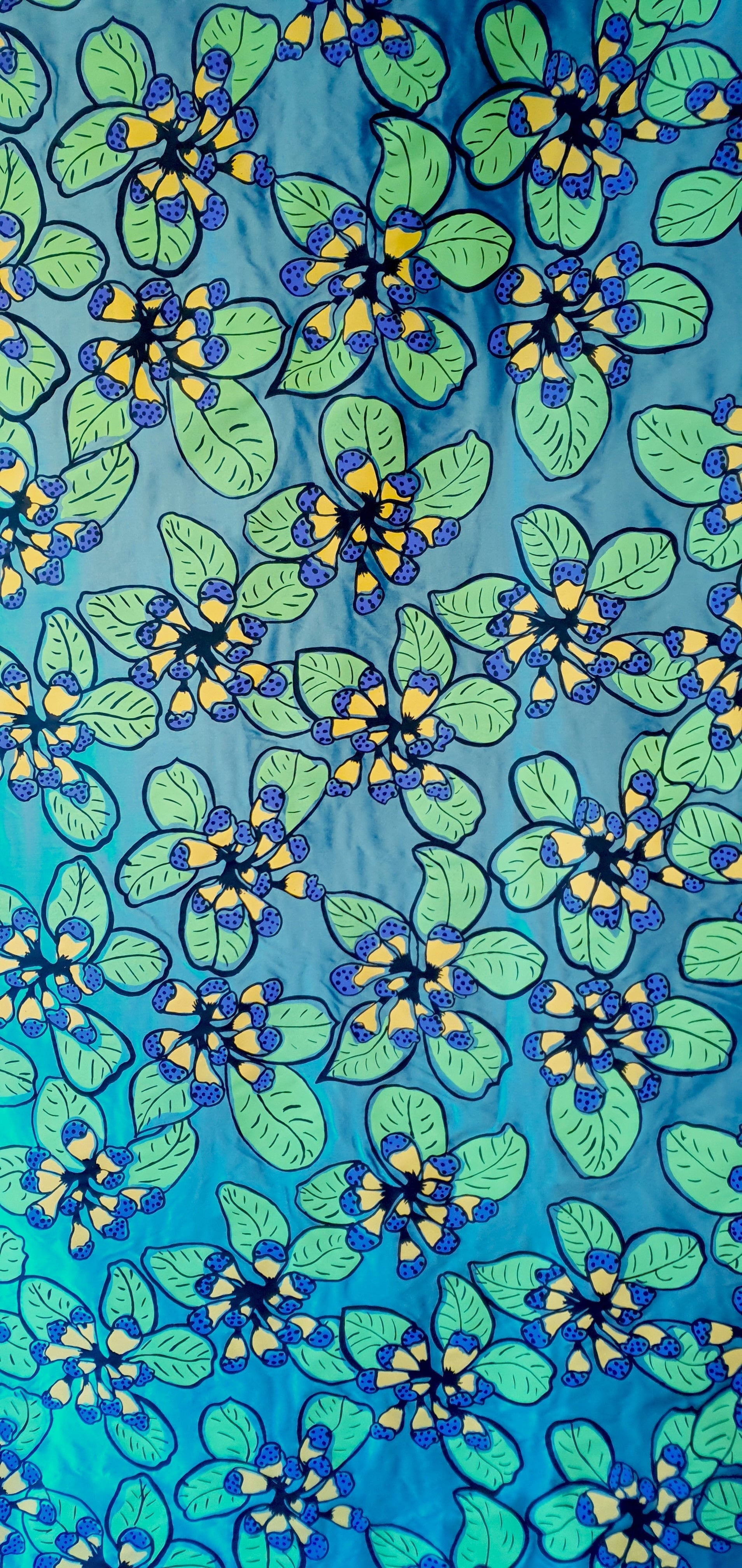 Esmae Bowen - Buthaya (Bush Lady Apples) - Blue, Silk Textiles & Fibre Art Hope Vale Arts & Cultural Centre