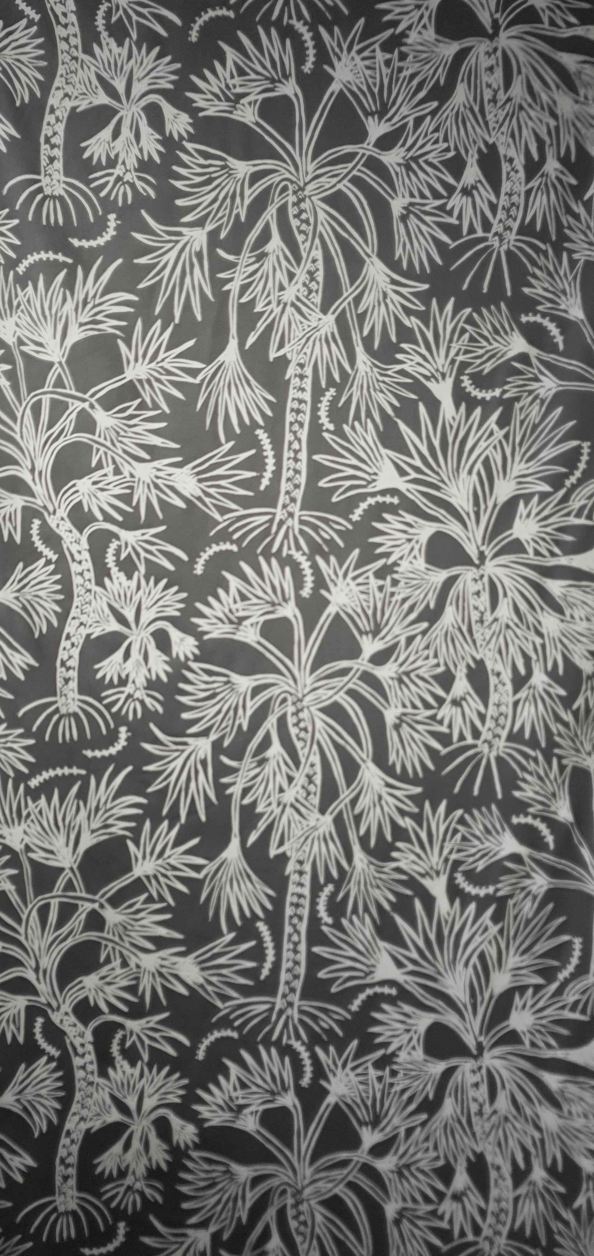Esmae Bowen - Ganthin (Cabbage Palm) - Grey, Linen Textiles & Fibre Art Hope Vale Arts & Cultural Centre