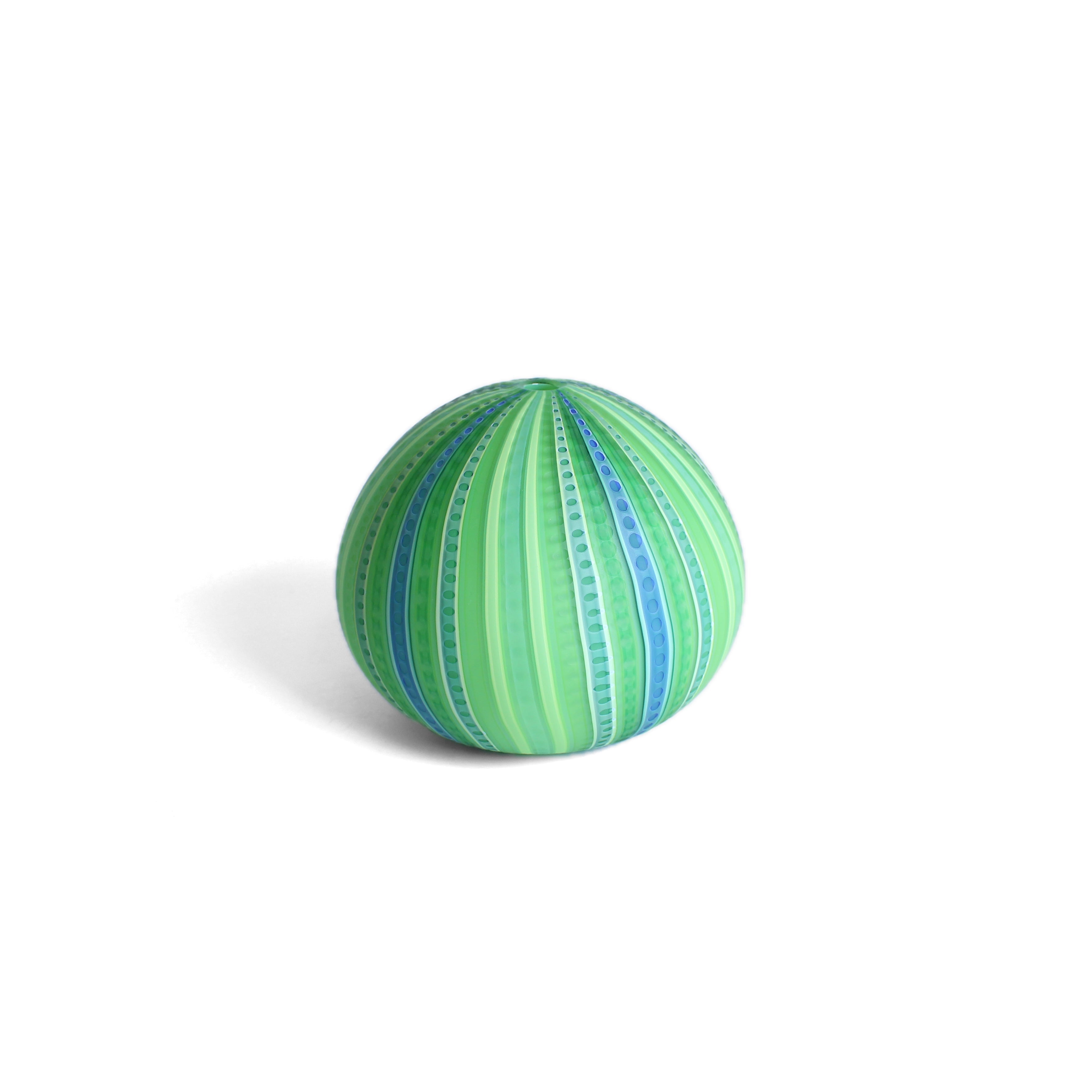 Green Pinstripe Urchin (glass) Glass Jo Bone