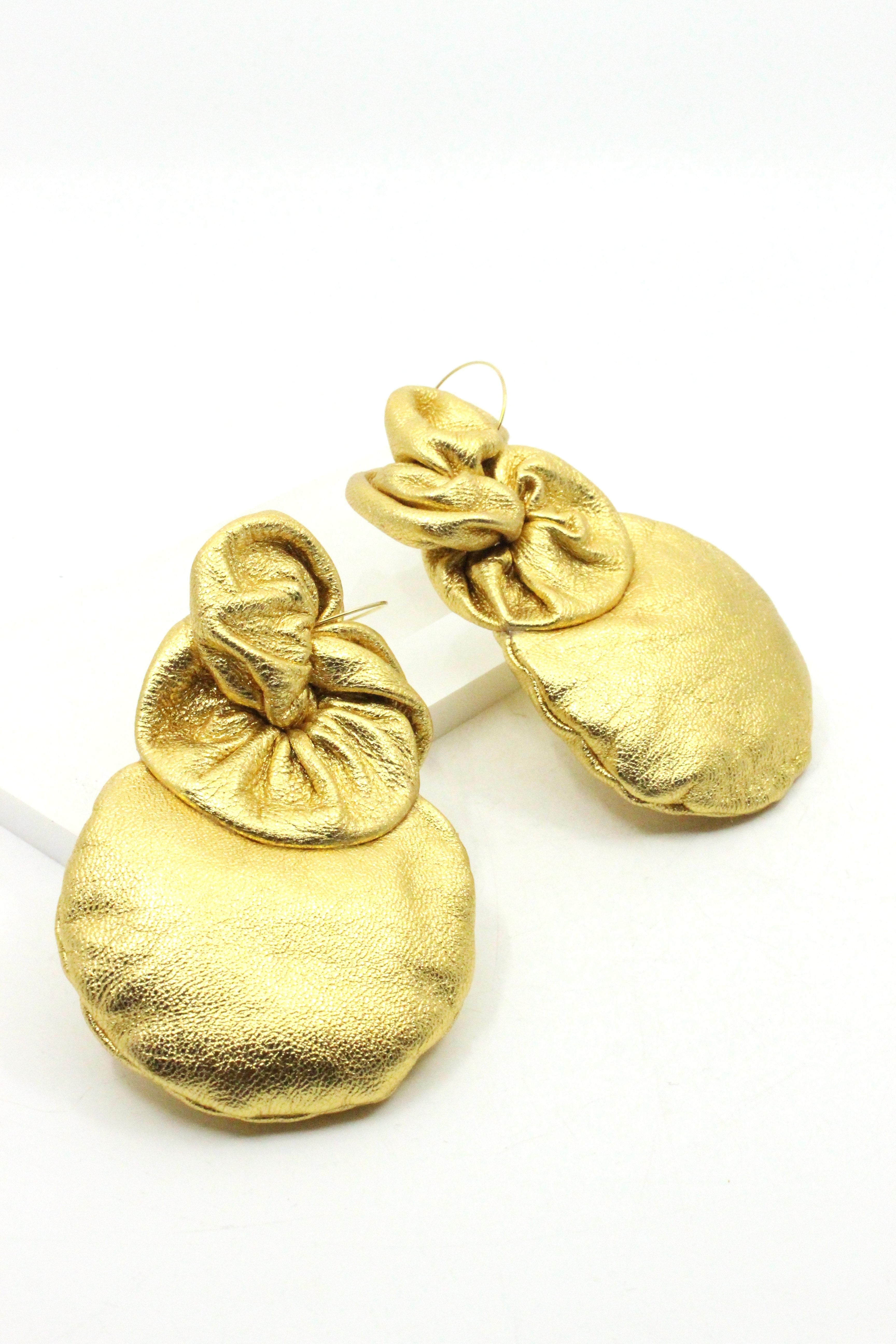 Pineapple Knot Earrings - Gold Leather ASO Design