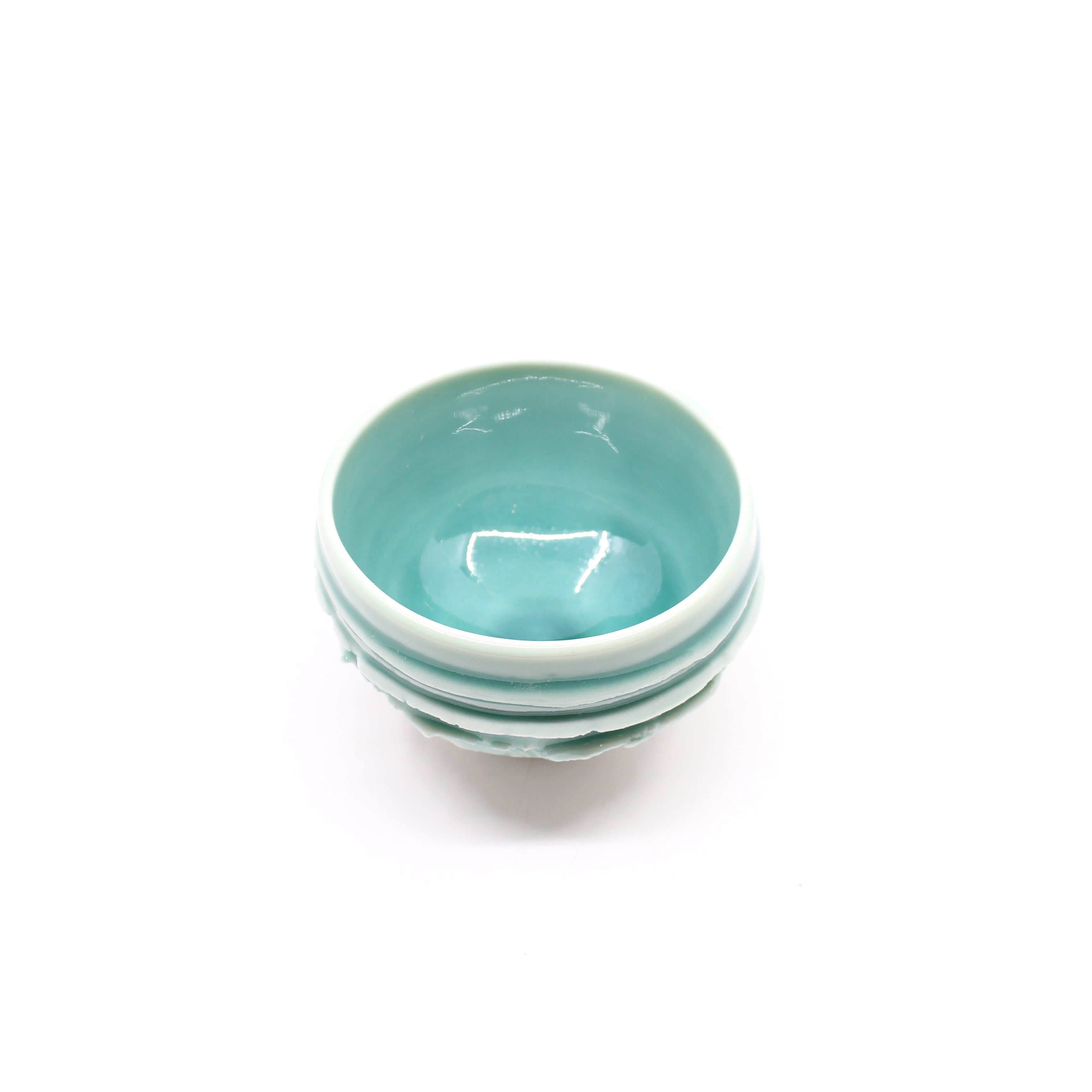 Deeply Textured Cup w/ Teal glaze Ceramics Peter Biddulph