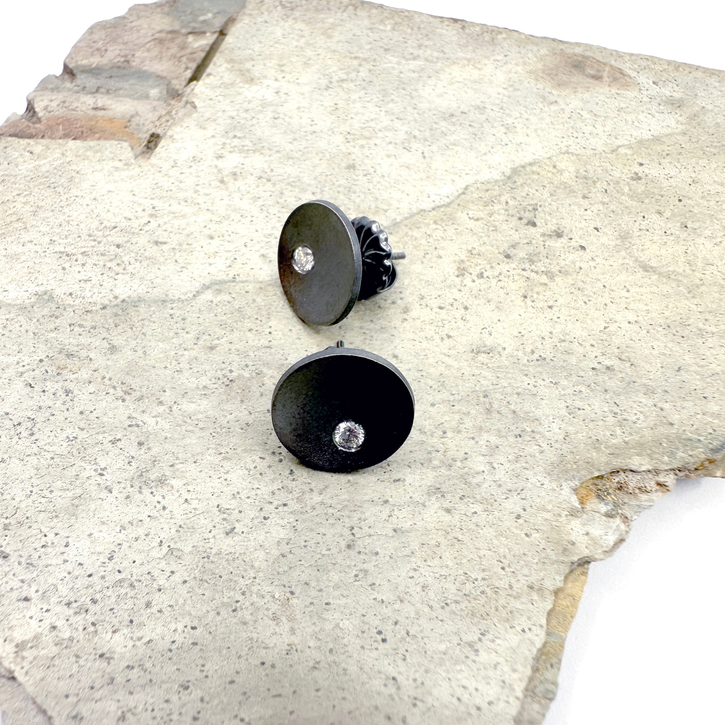 Earrings - Stud Dished Circles Diamonds Jewellery Barbara Heath