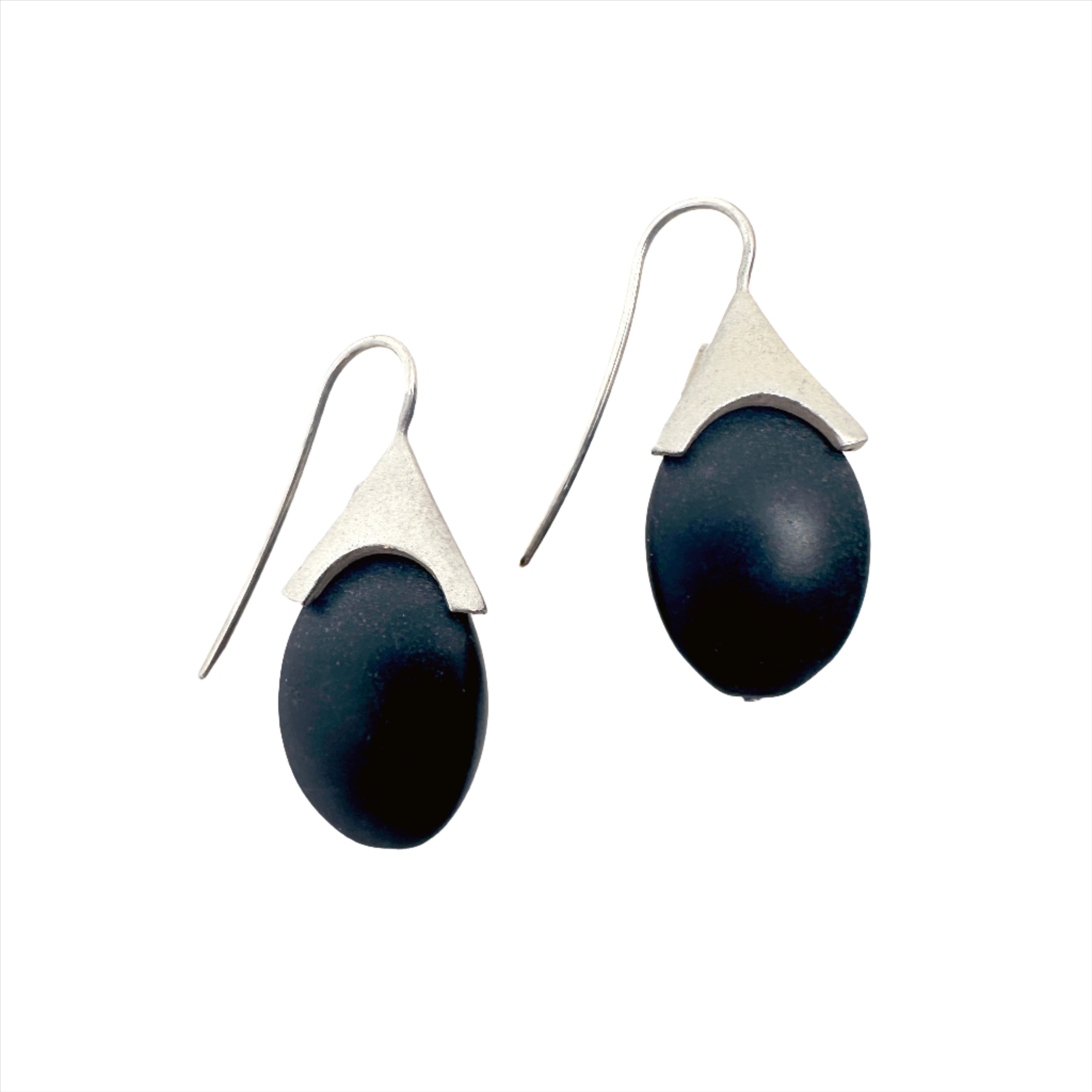 Earrings - Triad Onyx Lozenge Shape Jewellery Barbara Heath