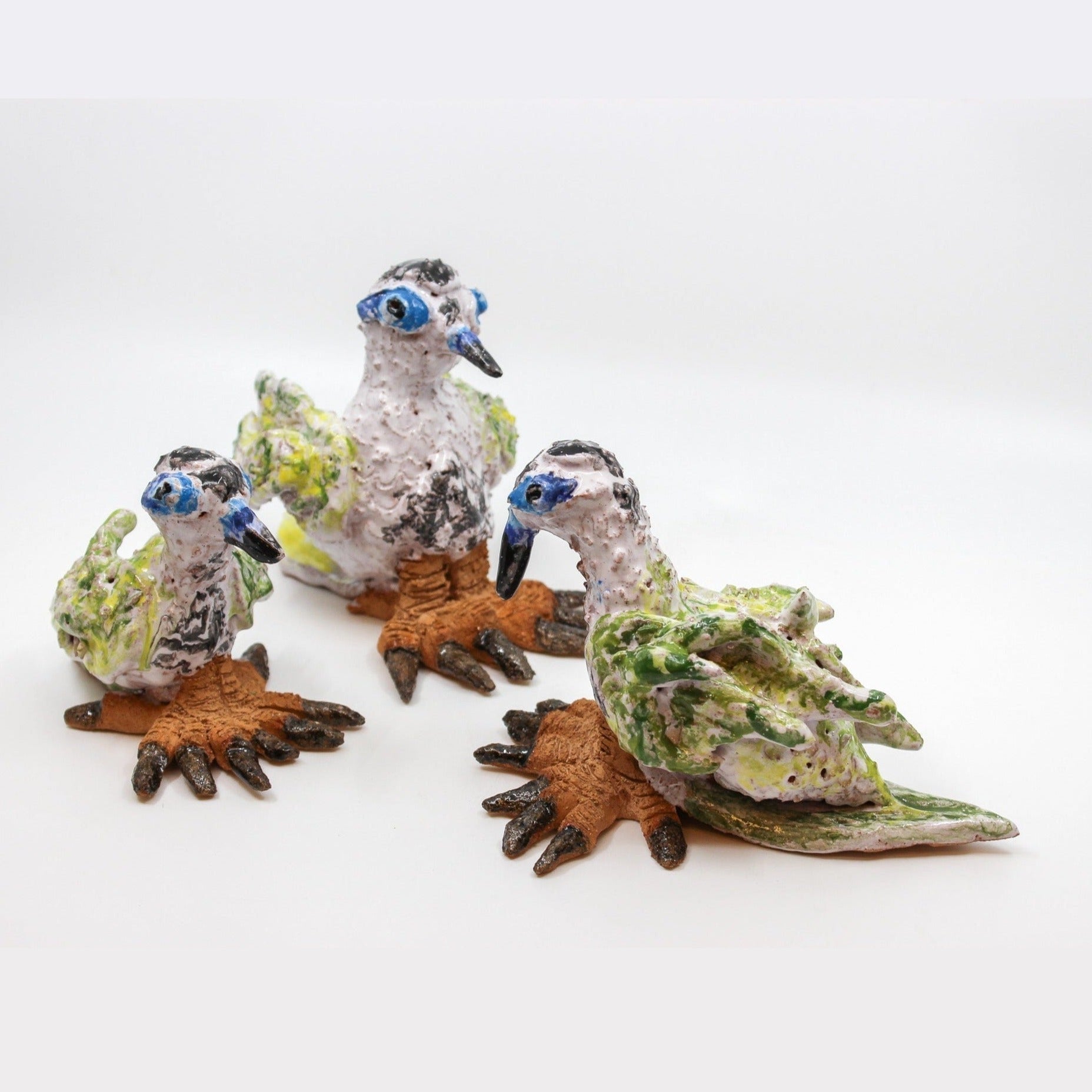 Blue Faced Honey Eater (Majolica Glaze) Ceramics Amanda Bromfield