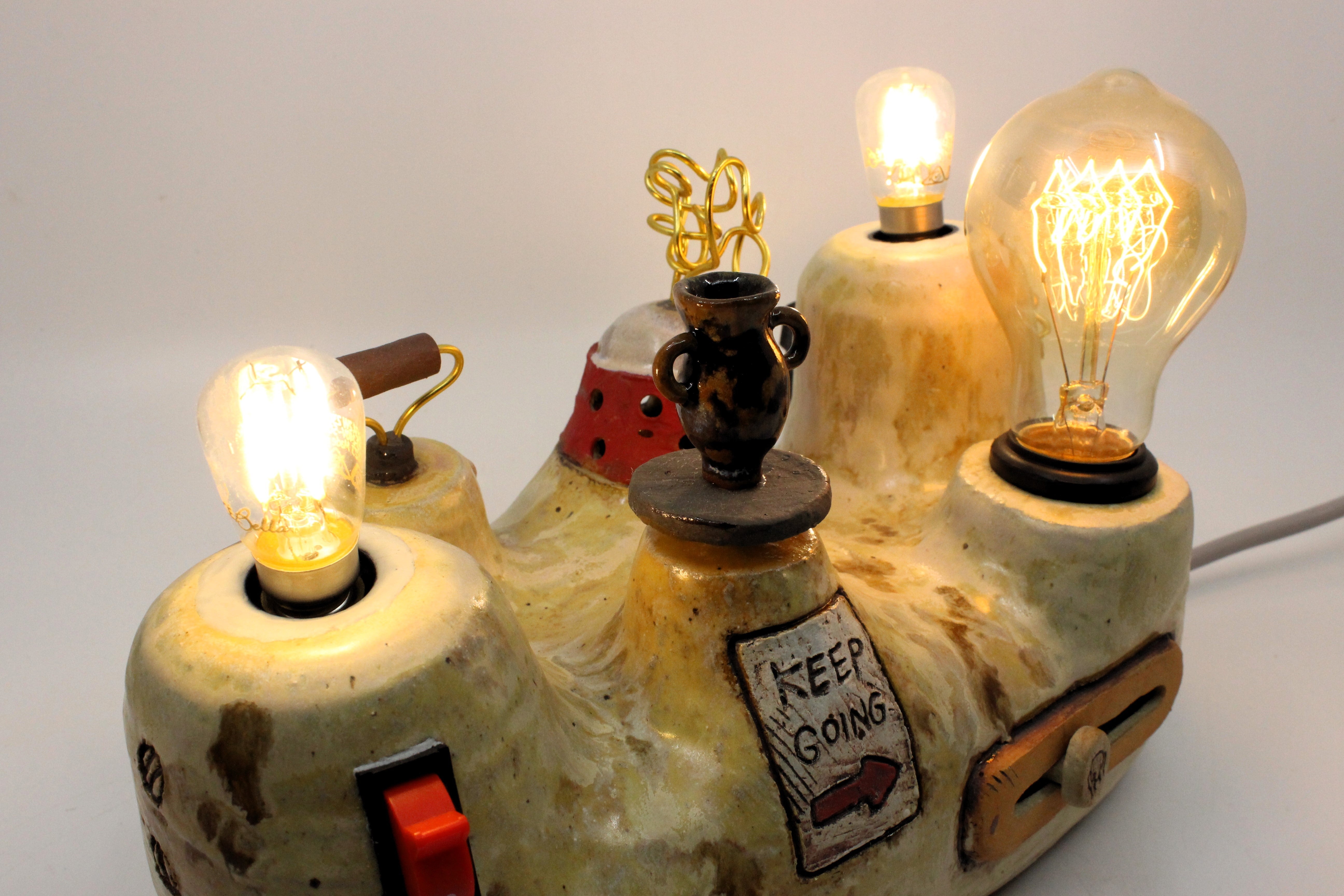 Radio Dimmable Lamp Ceramics Handle With Clay