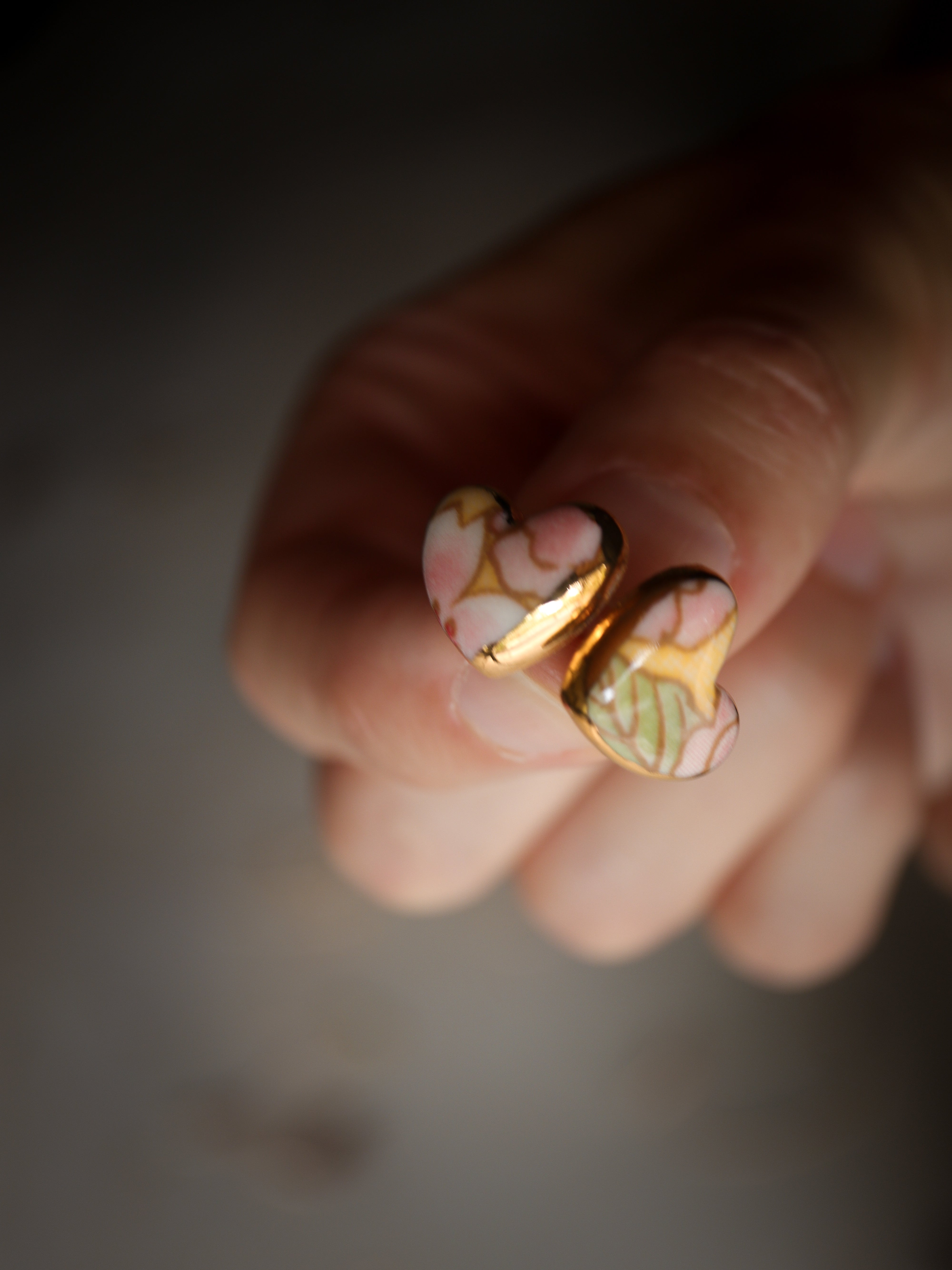 Porcelain Heart Stud Earrings Ceramics Julia Bramich yellow