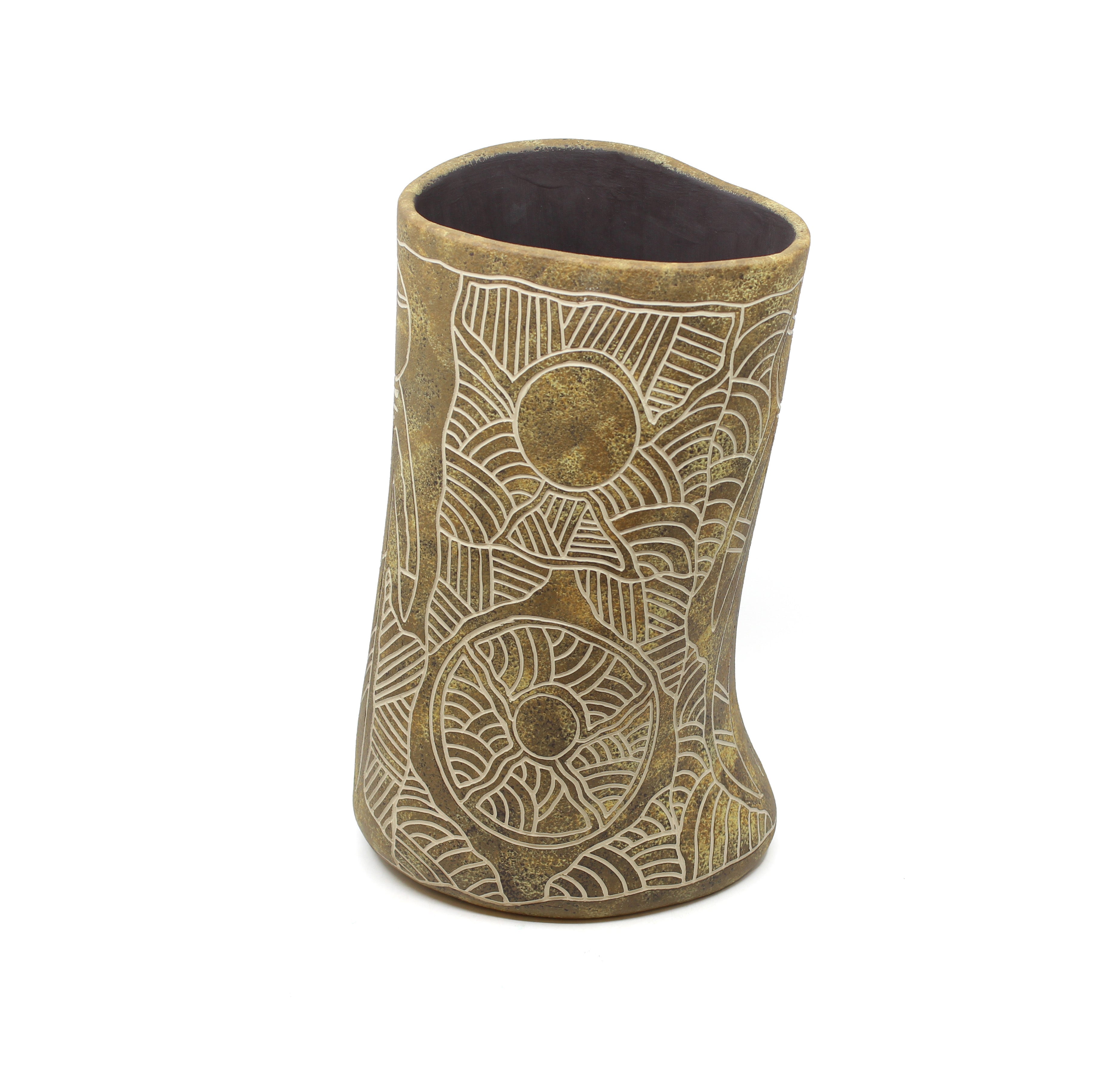 Laurence Gibson - Warru Warru Murruku (Men's Business) Ceramic Vessel - 468-24 Ceramics Yalanji Arts