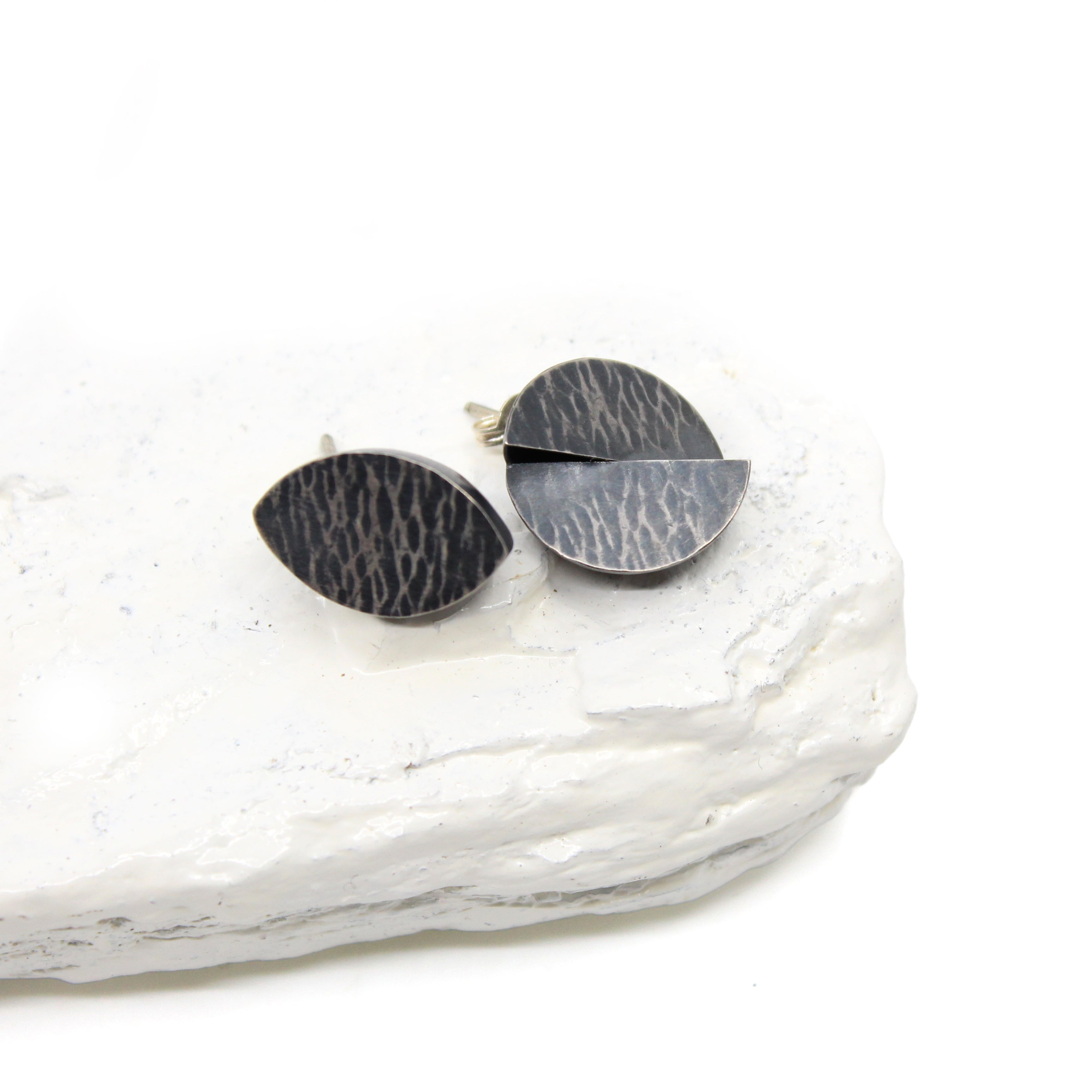 Two Halves of a Half Studs - Asymmetrical Jewellery Mari Hirata