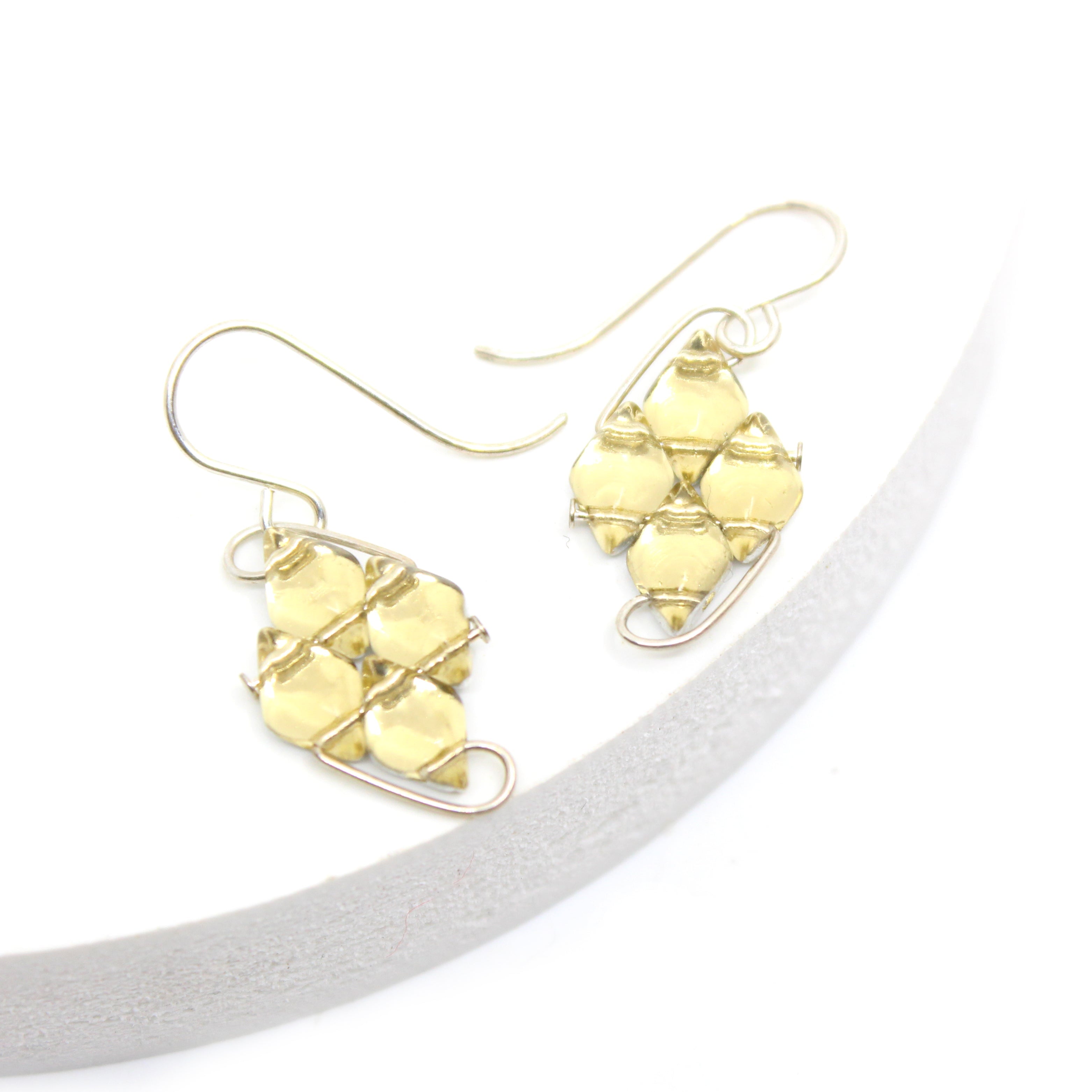 WIREWORK Diamond Earrings Glass Paula Dunlop Mirrored Deep Forest Green