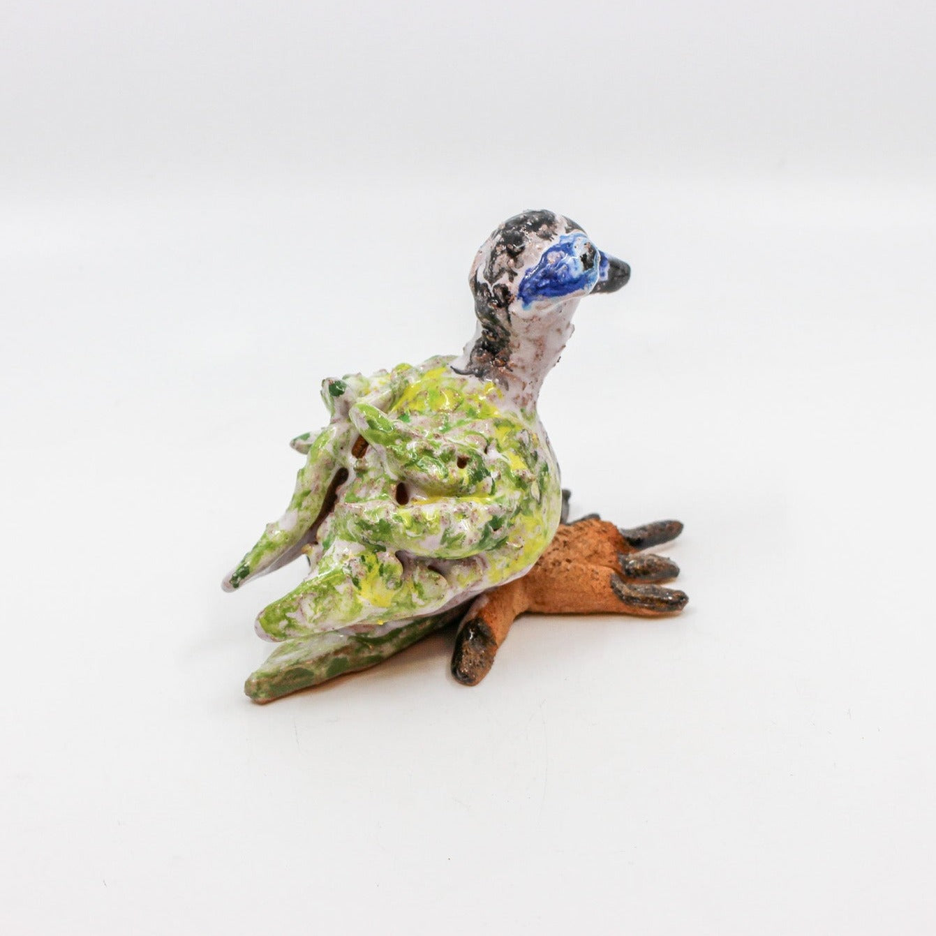 Blue Faced Honey Eater (Majolica Glaze) Ceramics Amanda Bromfield