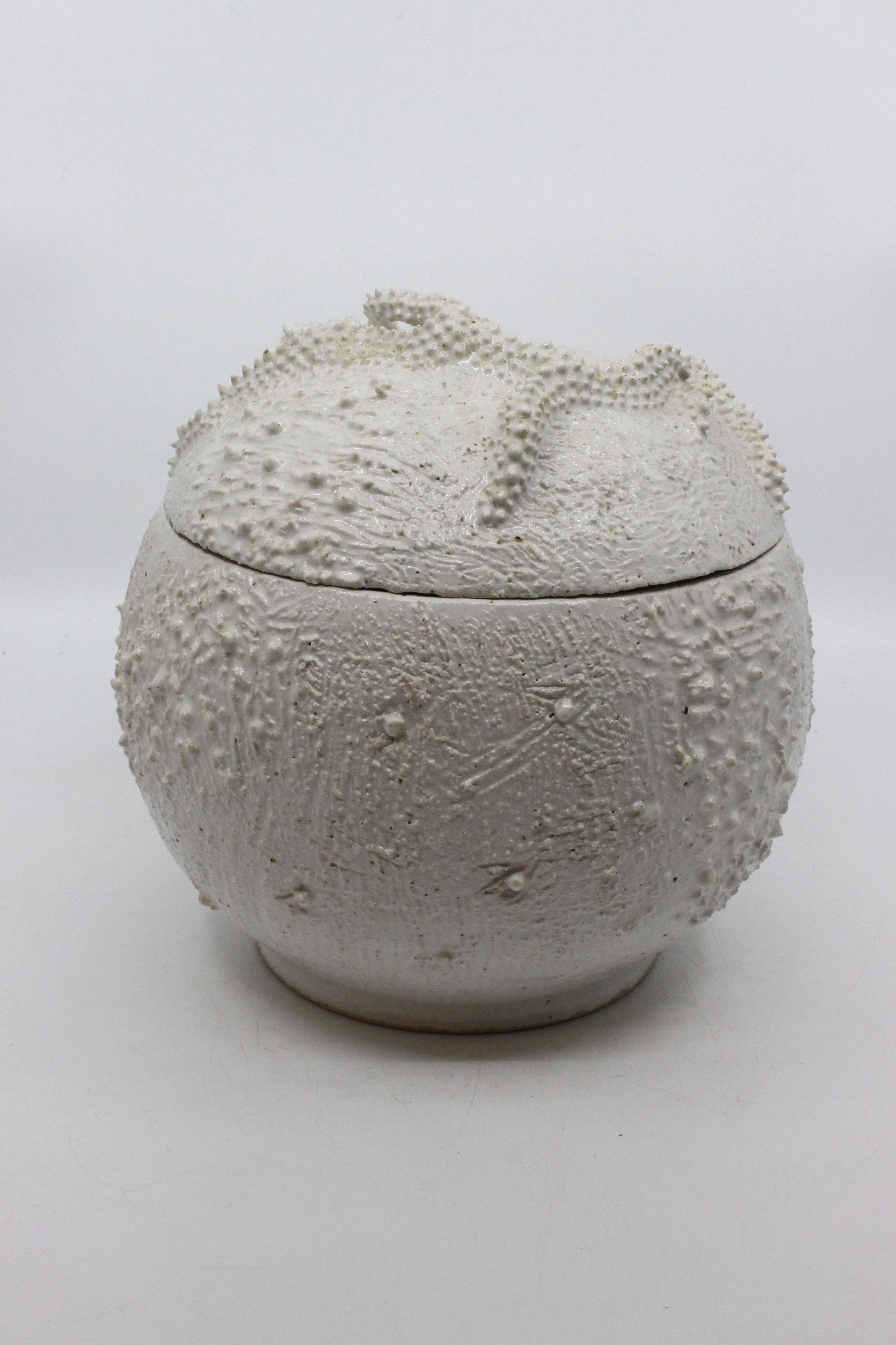 White Coral Vessel with Lid