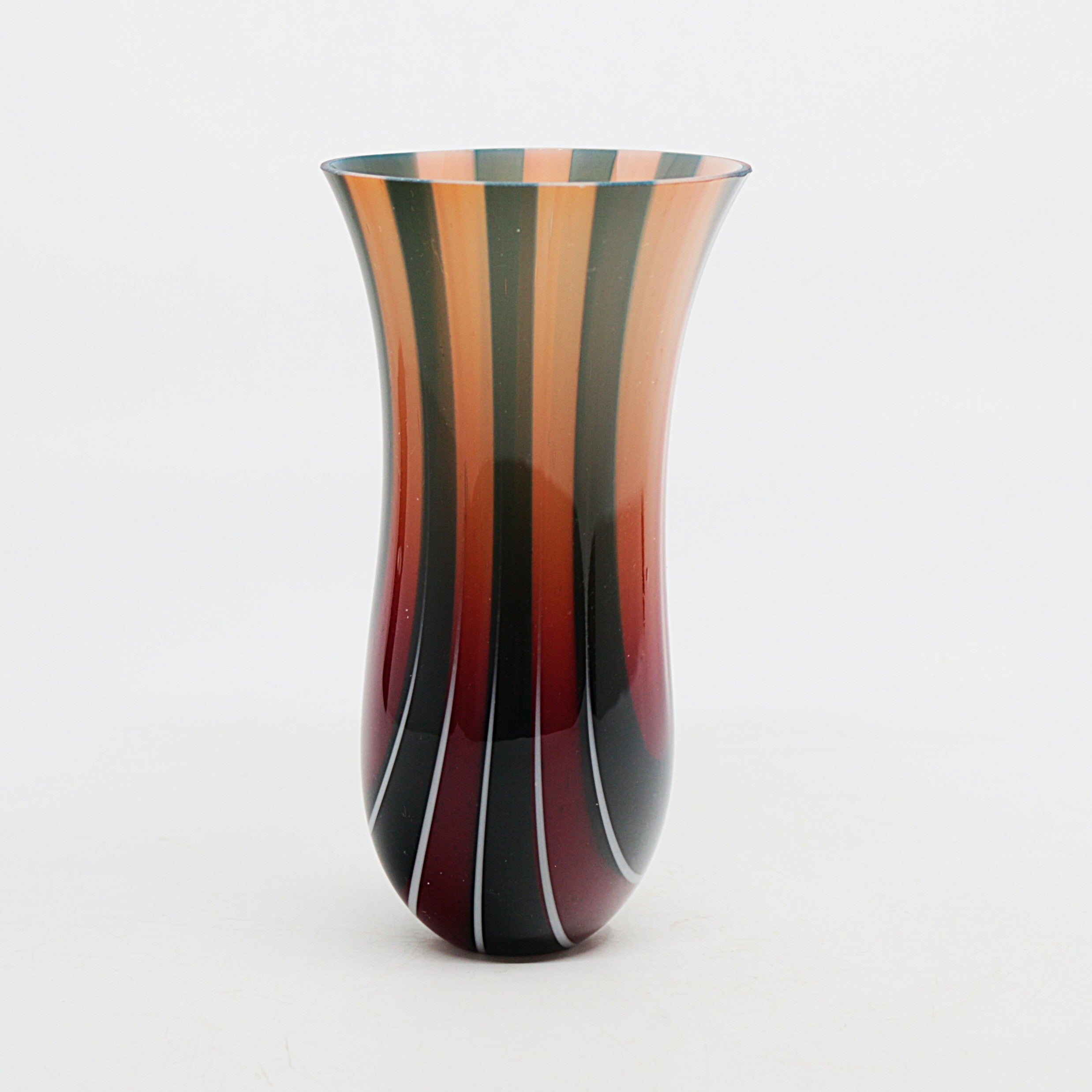 Vessel in Steel Blue, White & Overlay Colour Glass Brendan Eilola Garnet Red