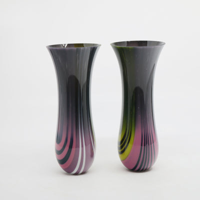 Vessel in Black with Pink, Yellow, Cream & Aventurine Blue