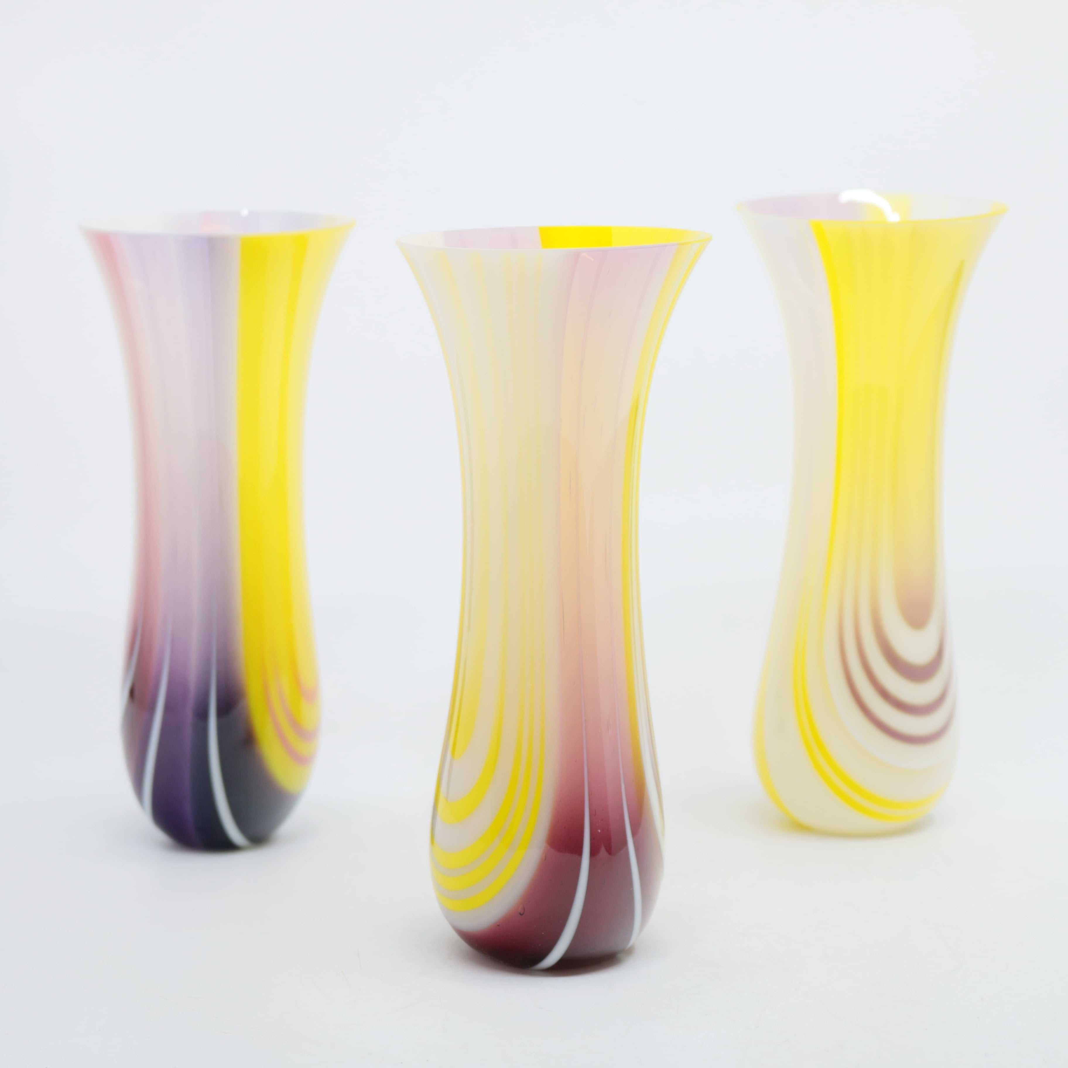 Vessel in White, Cream & Yellow with Central Colour Glass Brendan Eilola Cranberry Pink