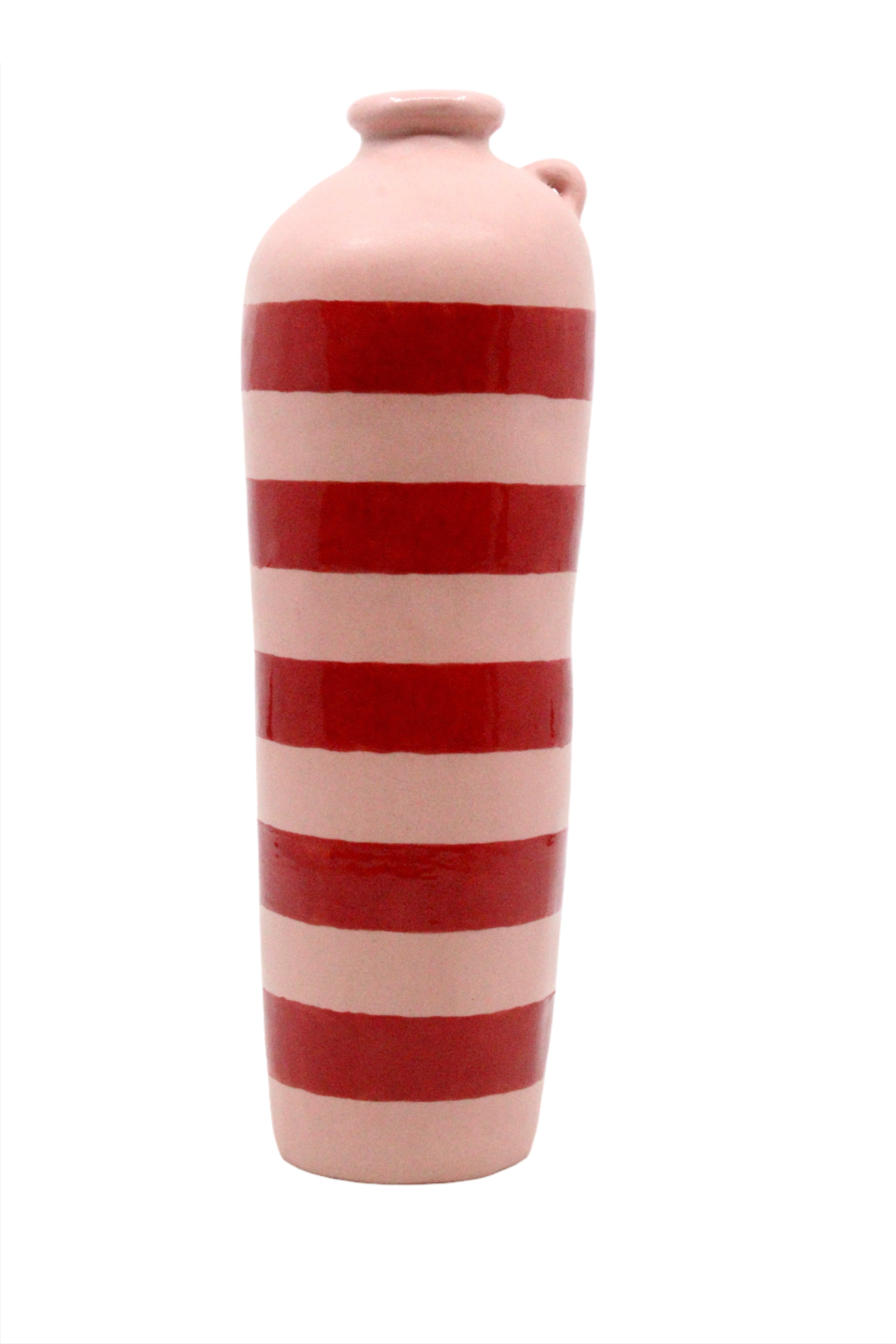 Pink and Red Striped Bottle Ceramics Peta Berghofer