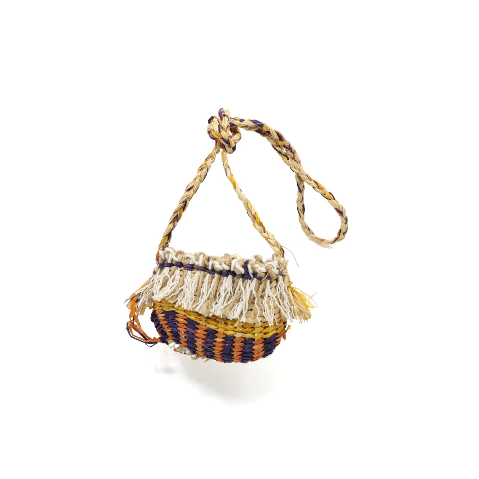 233-19 Raffia Bag - Purple / Orange / Yellow Fibre MOA Arts