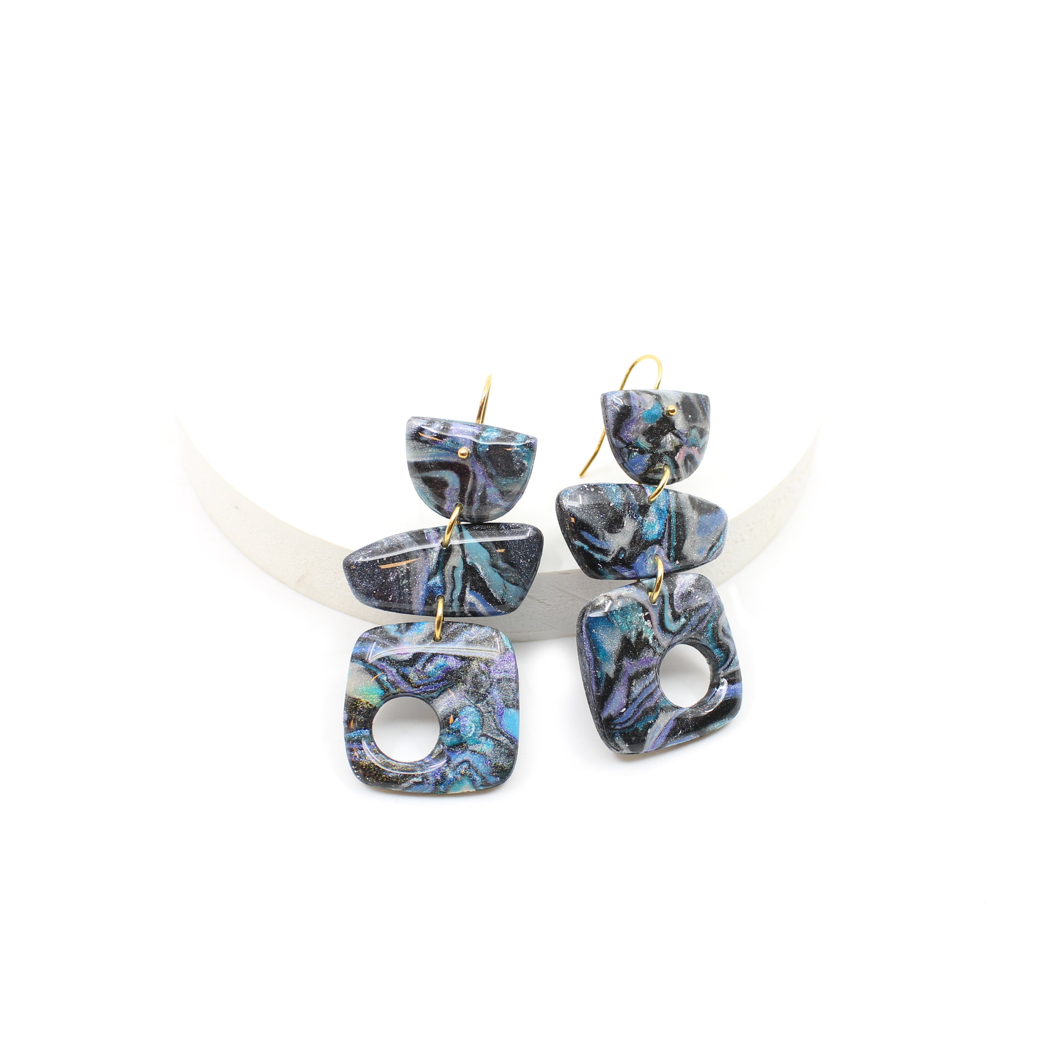 Mid Century earrings Jewellery Patti Pennisi Grey Marble