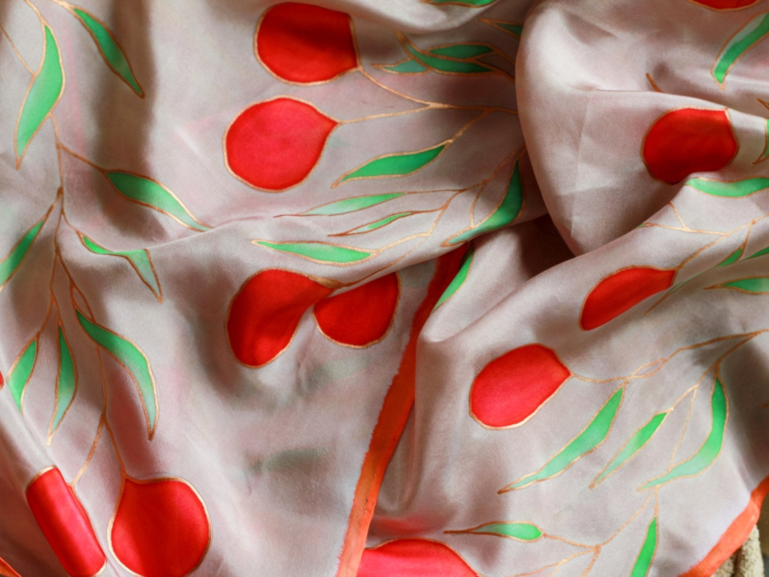 Quandong RedSilk Scarf Textiles Soul Silk