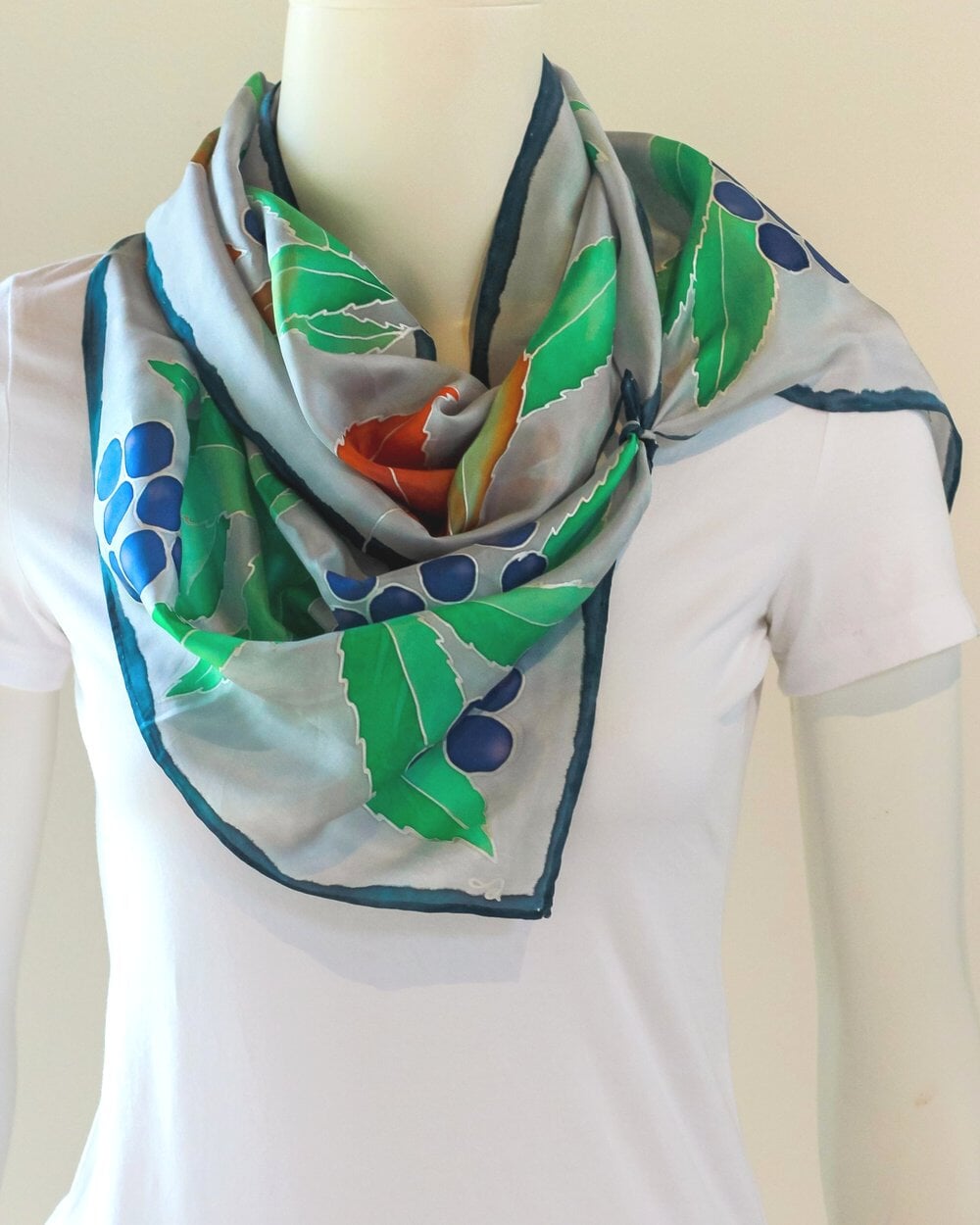 Quandong Blue Silk Scarf Textiles Soul Silk