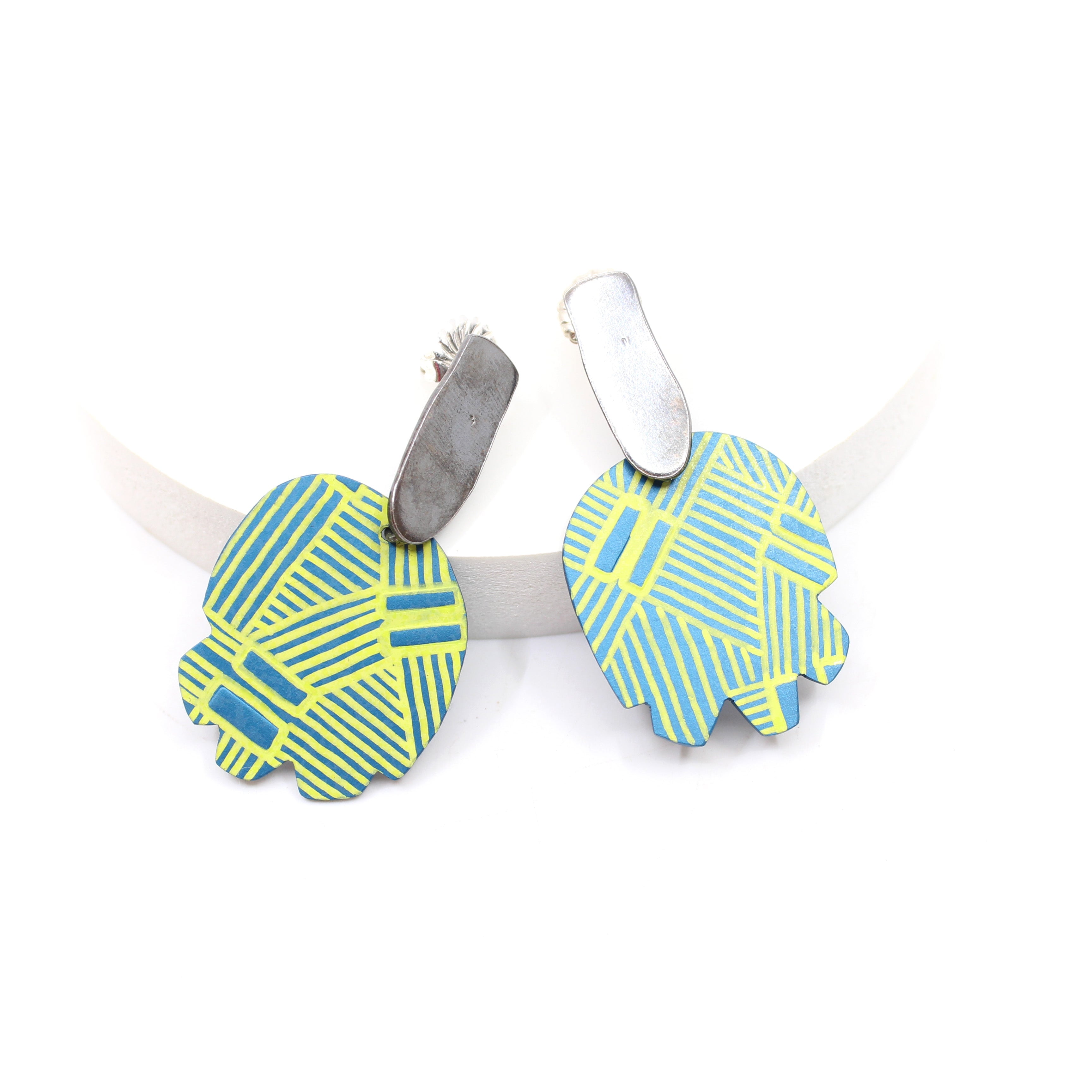 Colour Blend Earrings Large Jewellery Katie Stormonth Blue Oval