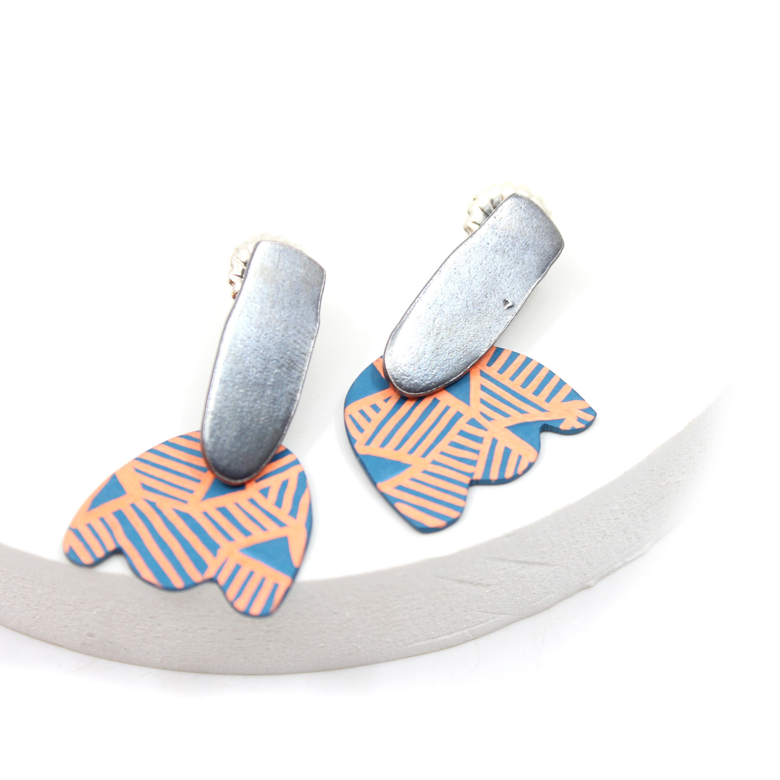 Colour Blend Earrings Small Jewellery Katie Stormonth Orange and Blue