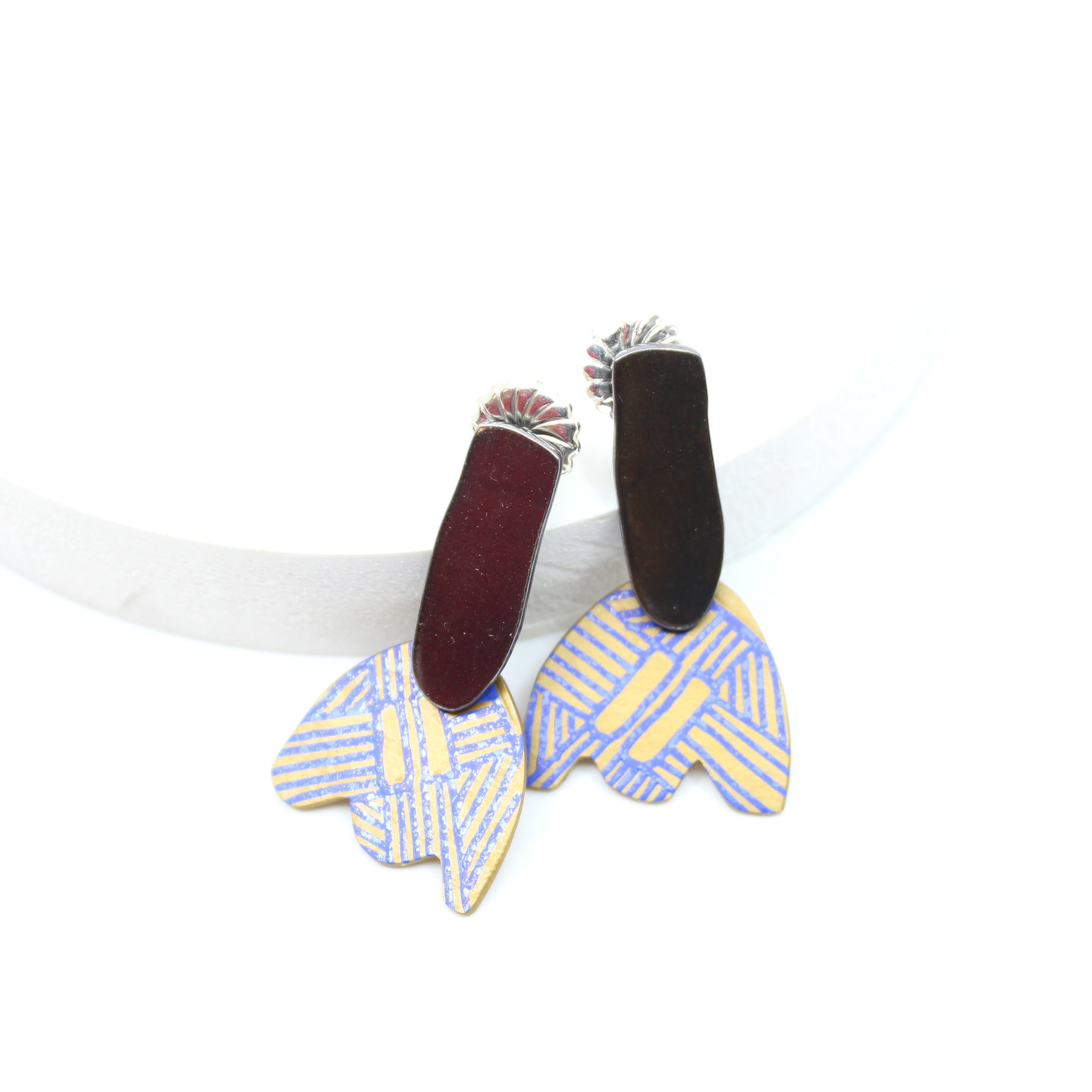 Colour Blend Earrings Small Jewellery Katie Stormonth Orange and Blue