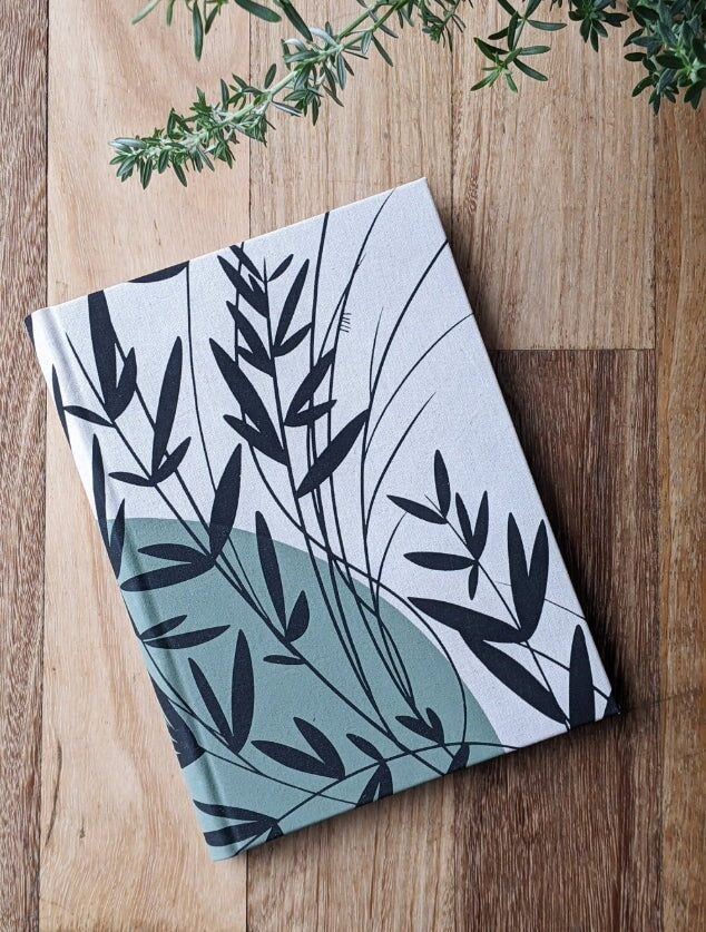 Handbound Journal Textiles & Fibre Art Maria Emilia Sauri Screenprinter Hibiscus - Blue/Black