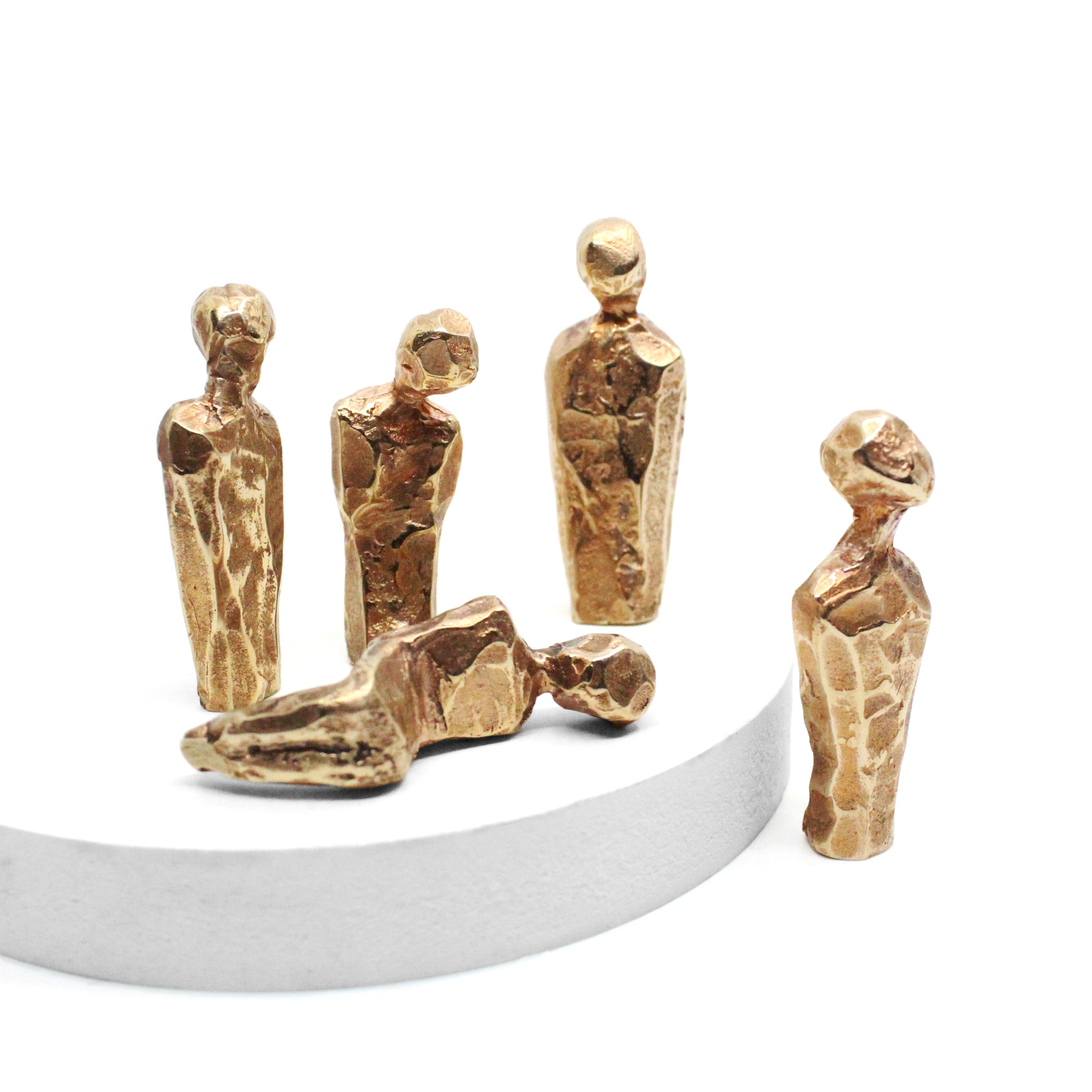 Cast Bronze Sculptural Figure - Looking Down Sculpture Kyla Levi