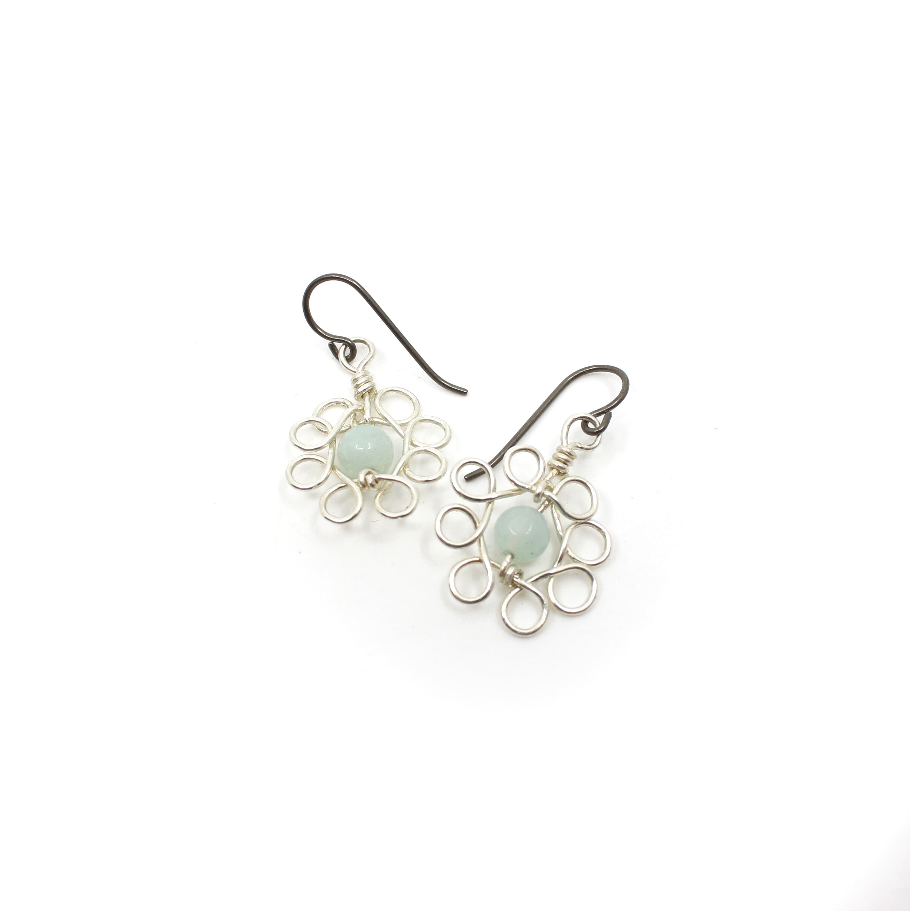 Flower earrings with Amazonite - Fine Silver -by Florence Joly Jewellery Florence Joly (Wire & Co Jewellery)