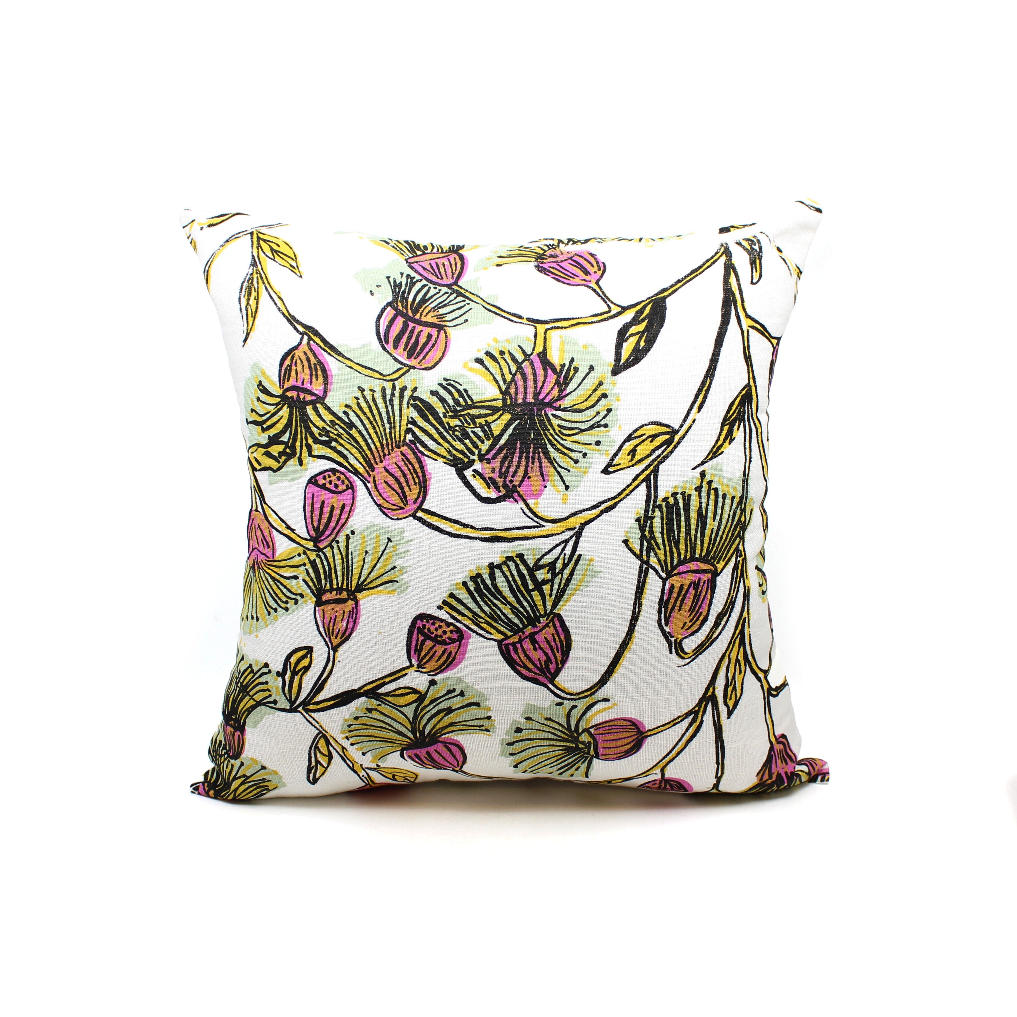 Hope Vale Cushion Covers Textiles & Fibre Art Hope Vale Art & Culture Centre Dora Deemal - 'Babatha' Gumnut (Pink / Mint Green)