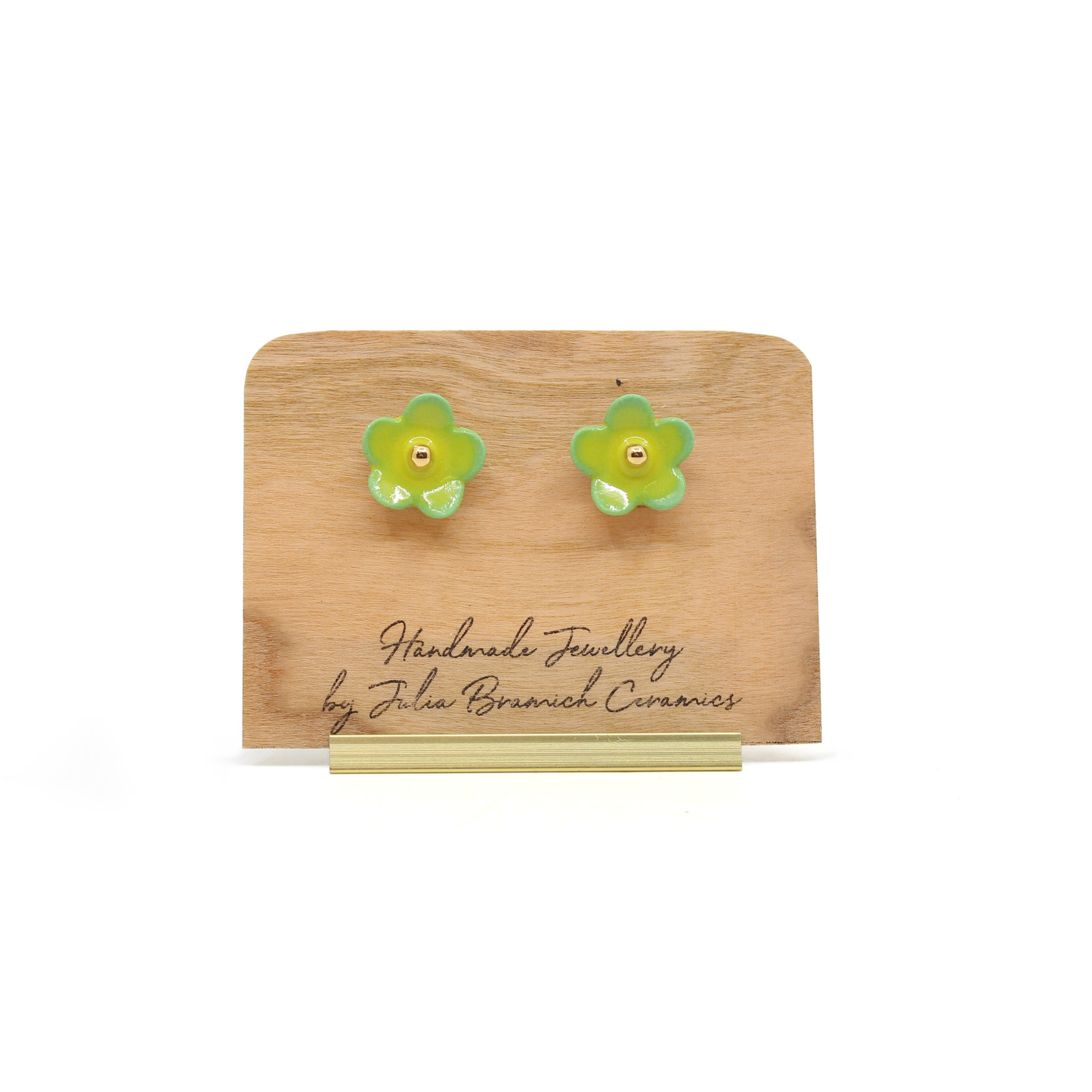 Flower Stud Earrings Jewellery Julia Bramich Deep magenta w/ lustre stripes