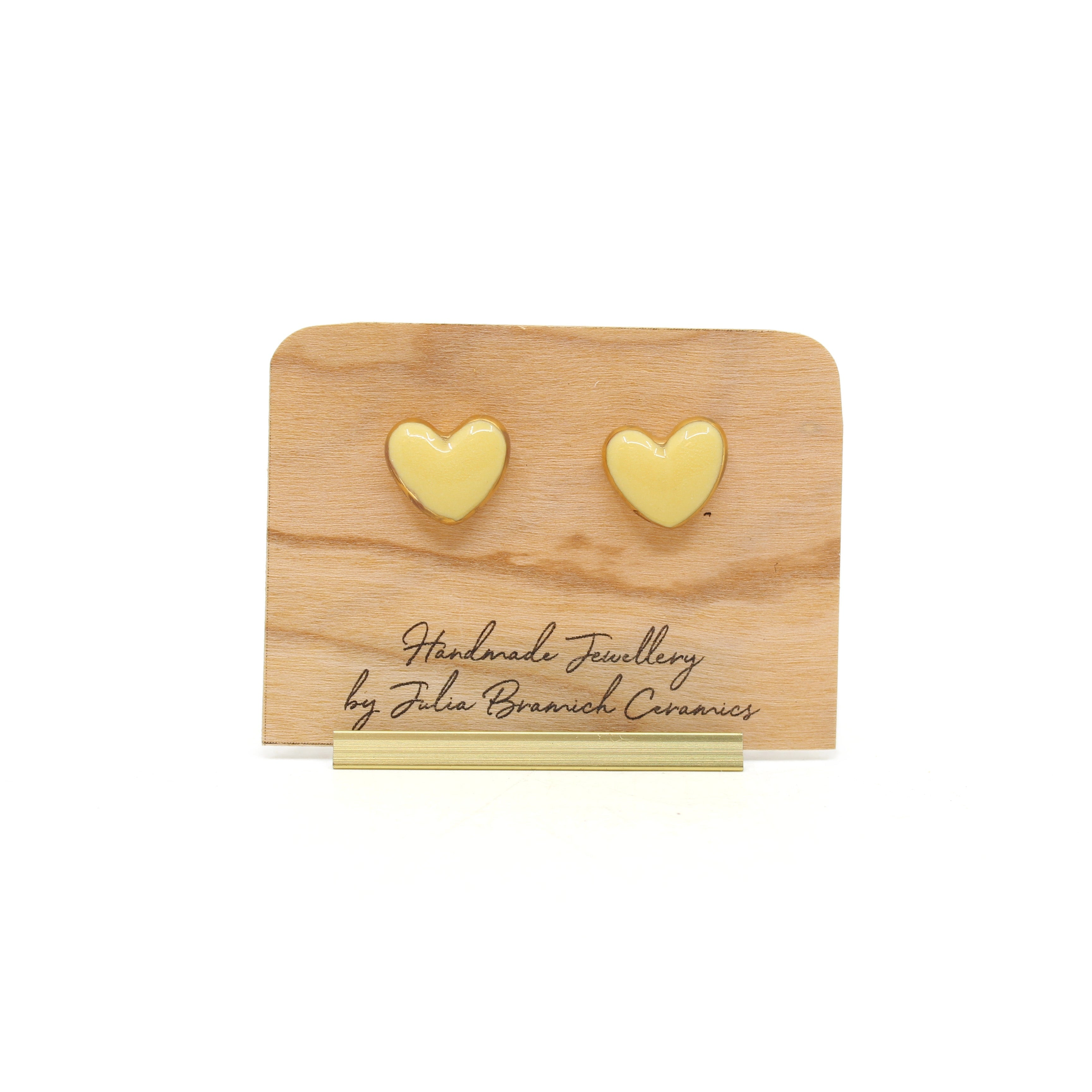 Porcelain Heart Stud Earrings Ceramics Julia Bramich yellow