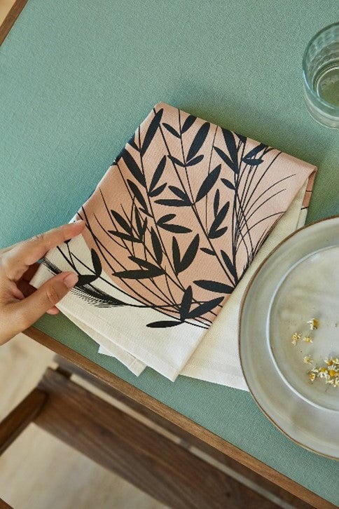 Maria Emilia Sauri Napkins (Set of 4) Textiles & Fibre Art Maria Emilia Sauri Screenprinter Floral - Terracotta/Green