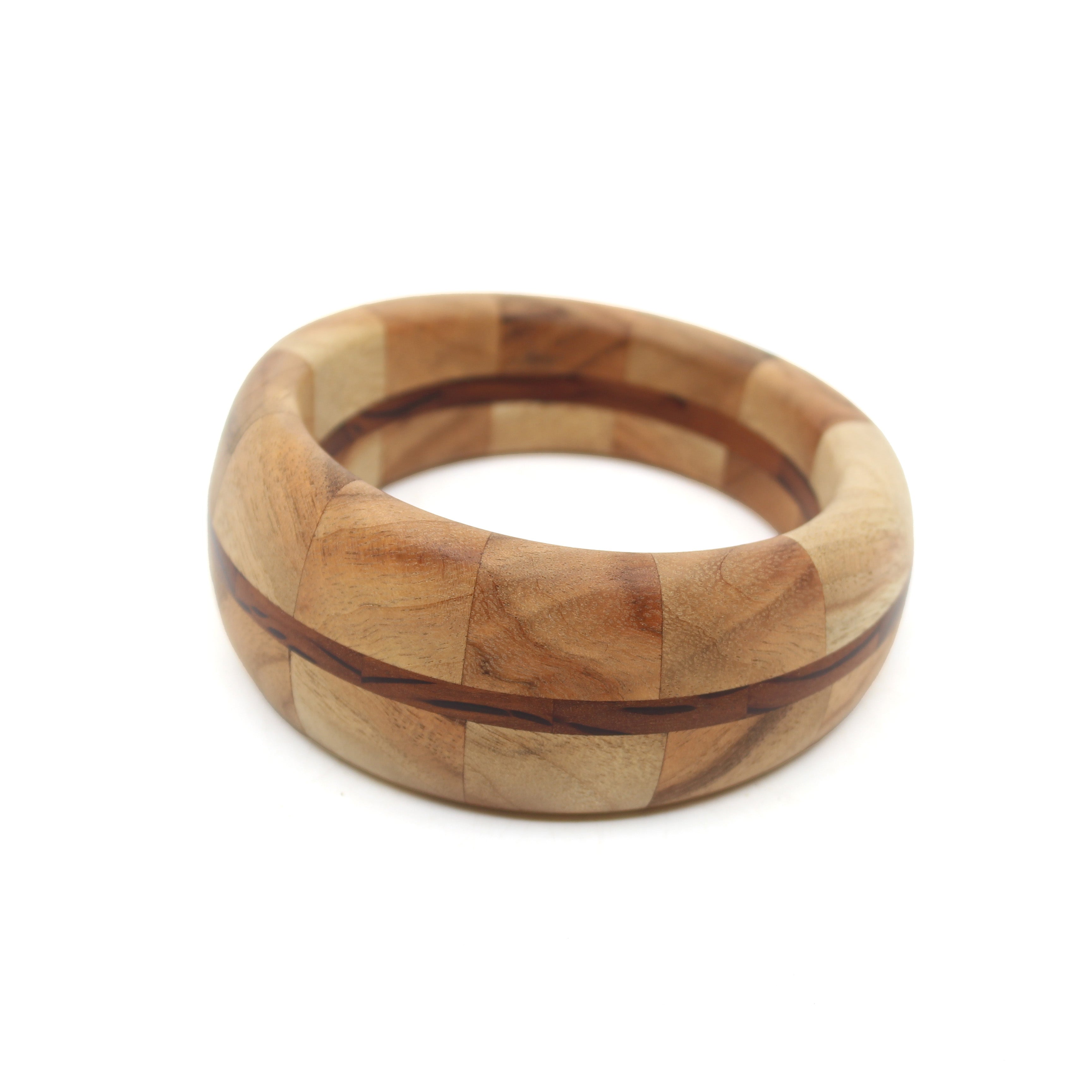 Segmented Turned Bangle - Small Wood Rod Childs #1 Camphor Laurel + Ebony + Becote