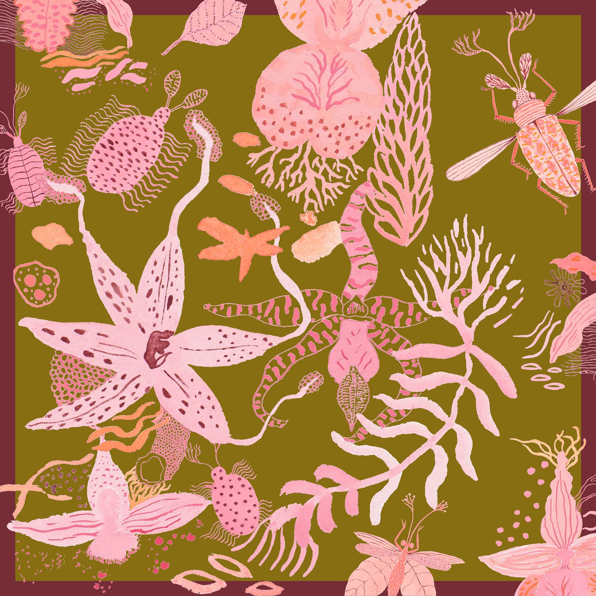 'Imaginary Flora' Silk Scarf