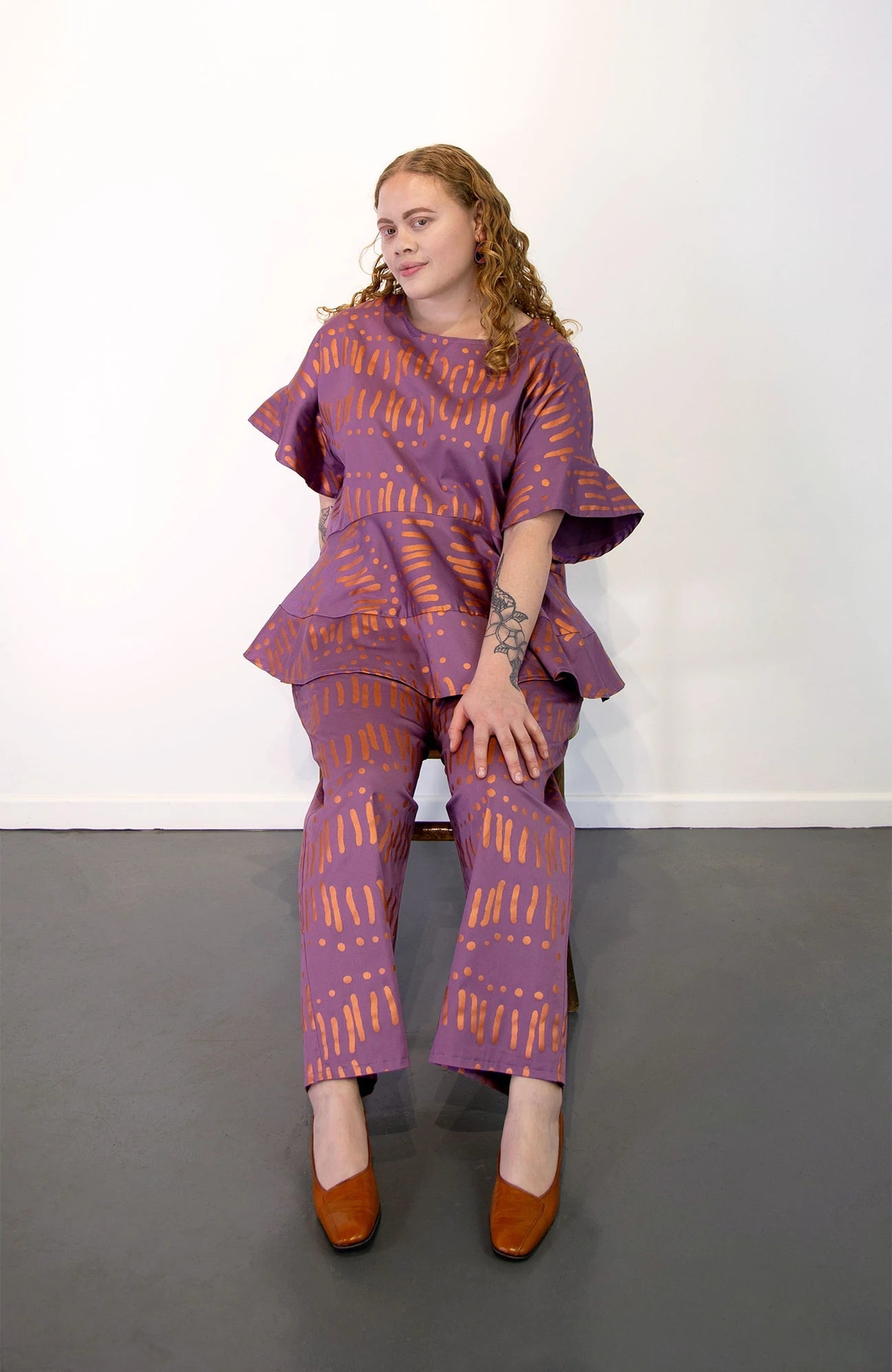 The Wide Pull-up Pants in Monsoon (Lilac) Textiles LORE