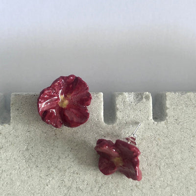 Red Poppy Stud Earrings