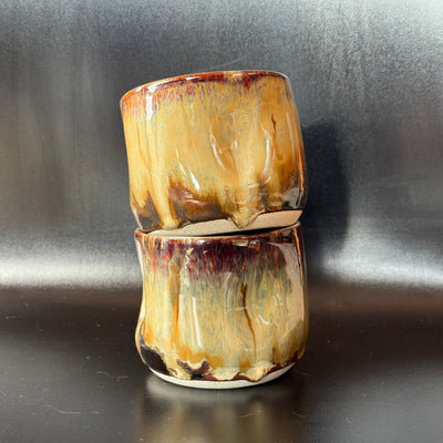 Drippy Autumnleaf dimple cup medium Ceramics Tabby Ceramics 