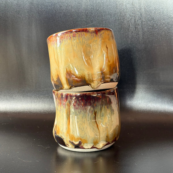 Drippy Autumnleaf dimple cup medium Ceramics Tabby Ceramics 