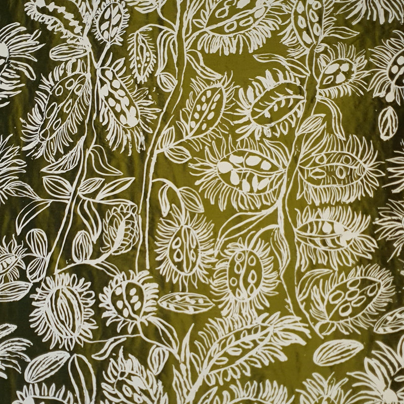 Gertrude Deeral - Yaarunh (Wattle) - Olive, Silk Textiles & Fibre Art Hope Vale Arts & Cultural Centre 