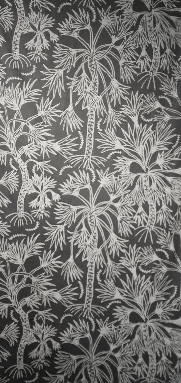 Esmae Bowen - Ganthin (Cabbage Palm) - Grey, Linen Textiles & Fibre Art Hope Vale Arts & Cultural Centre 