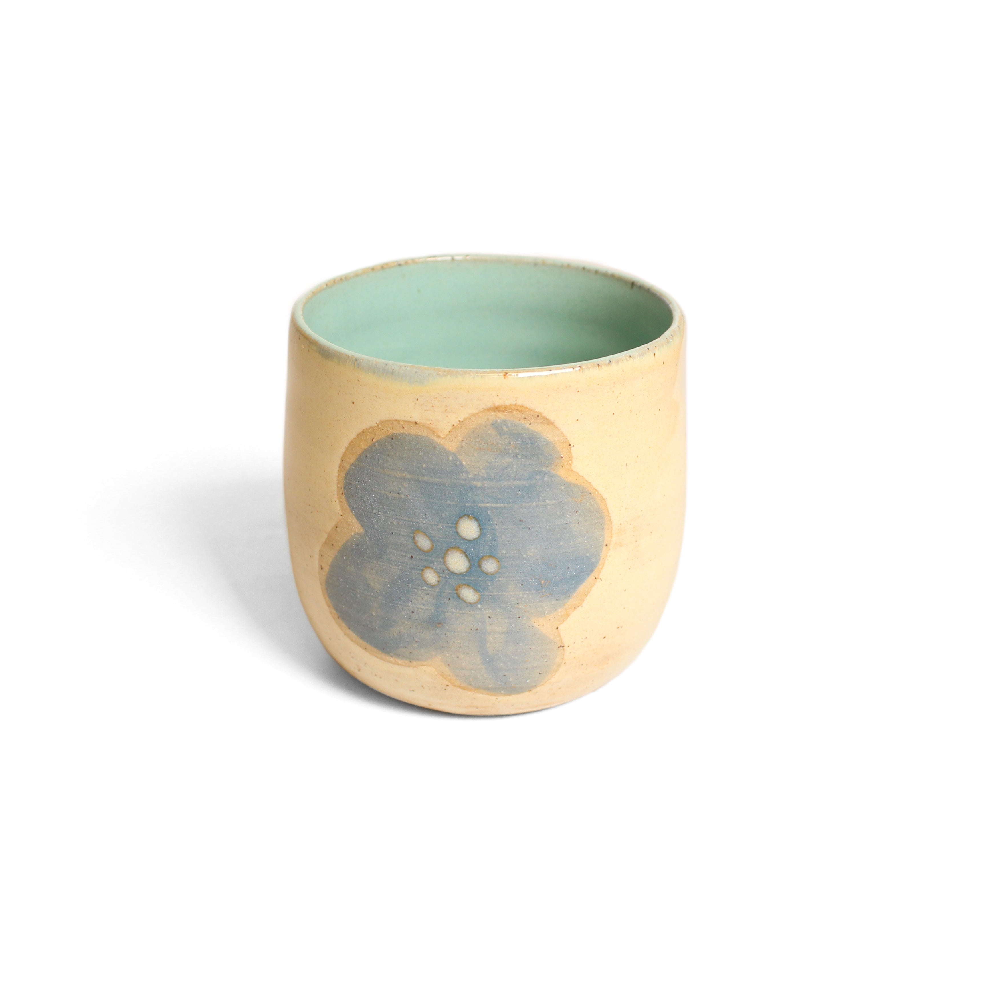 Espresso cup Ceramics D H Makers Butter with blue flower 