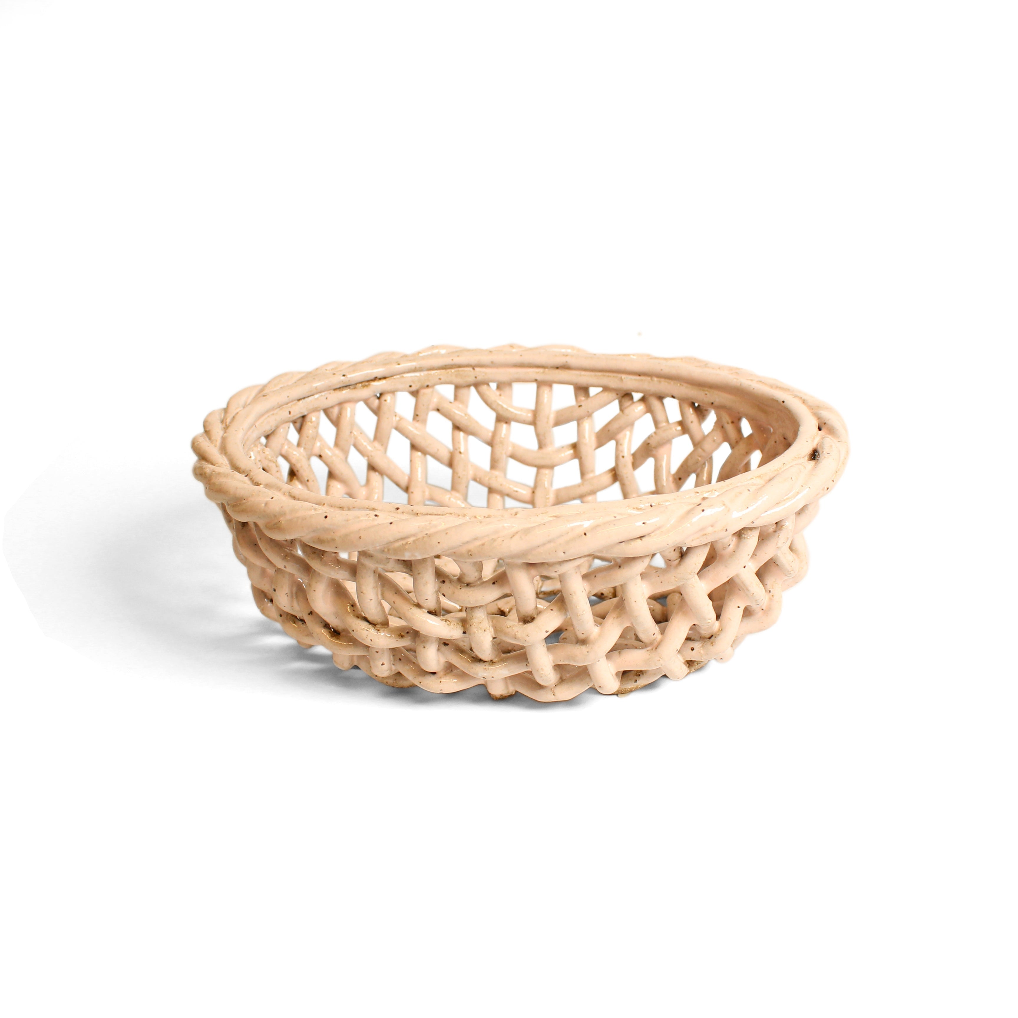 Soft pink woven basket Ceramics D H Makers 