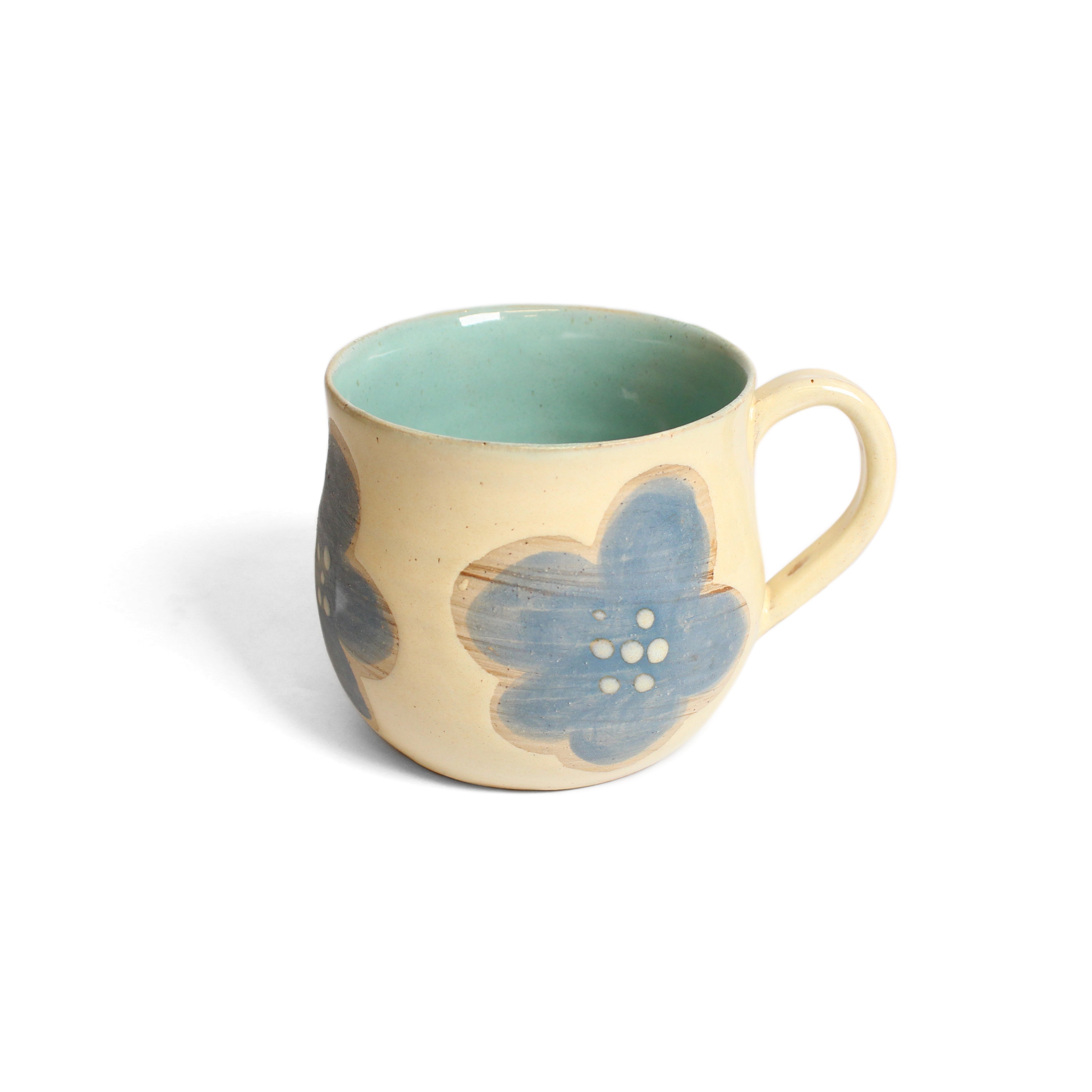 Butter and blue flower mug Ceramics D H Makers 