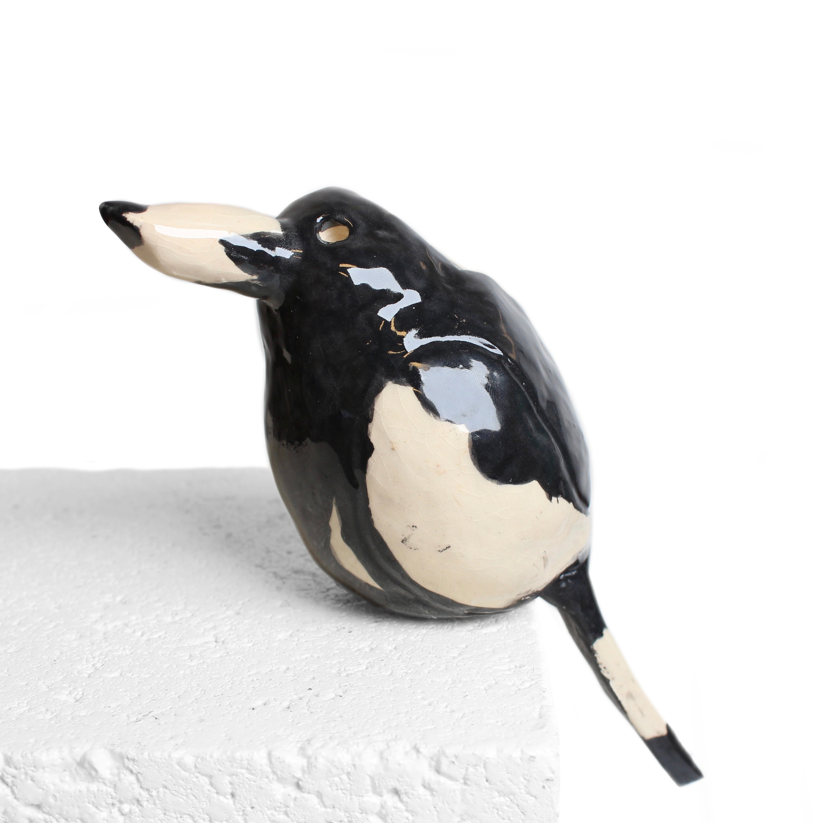 Ceramic Magpie on a stick Sculpture & Art object Barbara George 