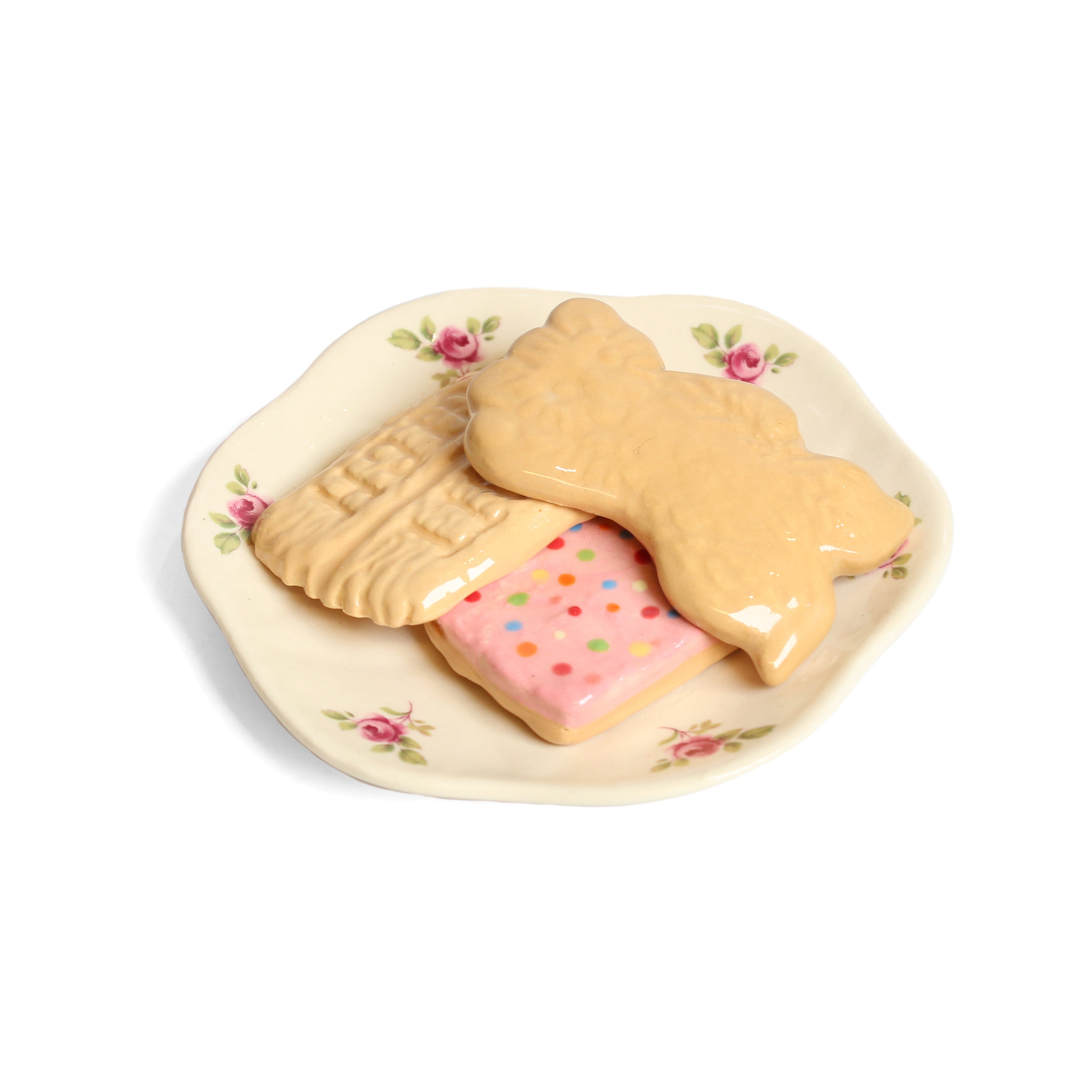 Deliciously Inedible Family Favourites (Small Plate) 3 biscuits Ceramics Julya Hegarty 3 