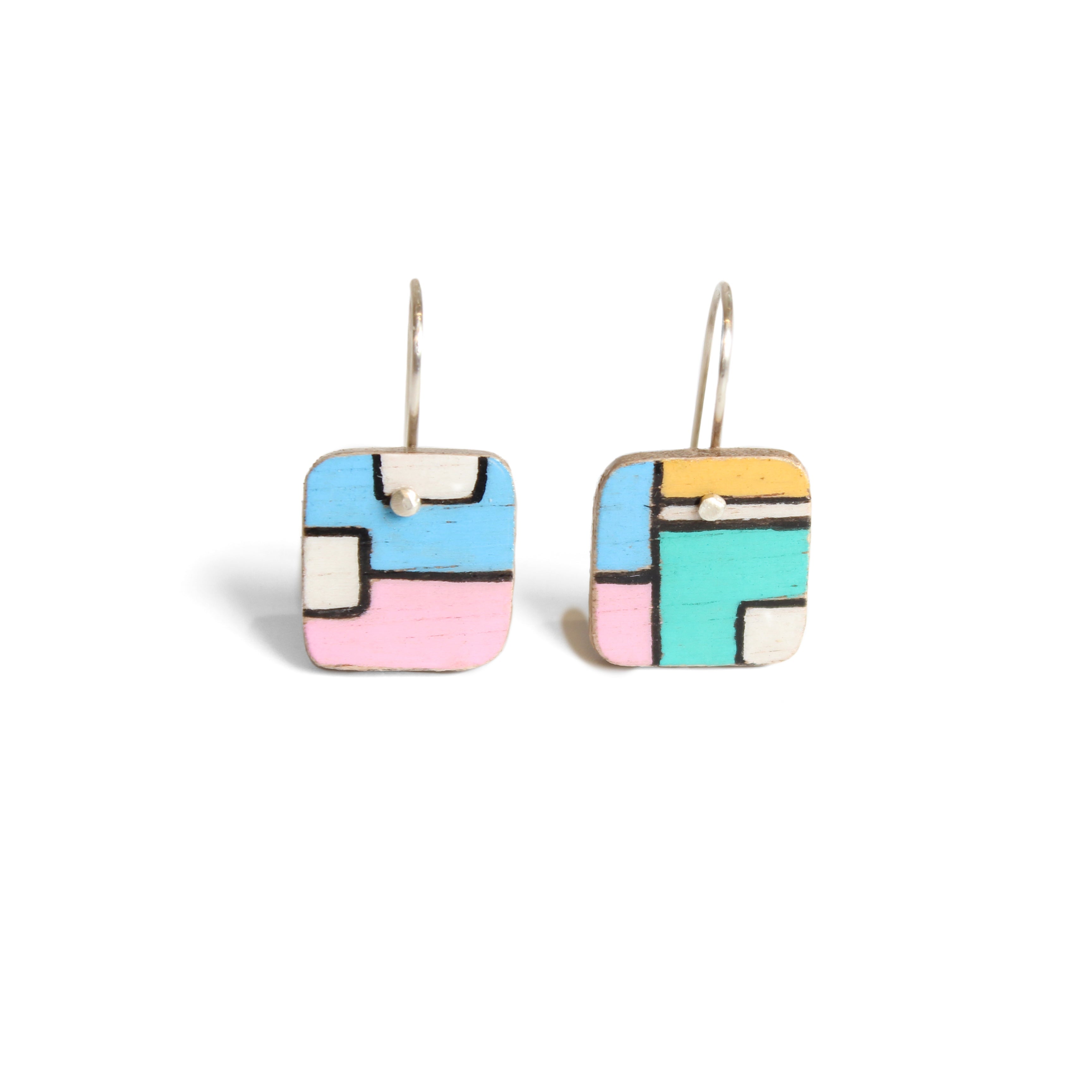 Hand-coloured Plywood Earring - S Jewellery Chloe Waddell #5 