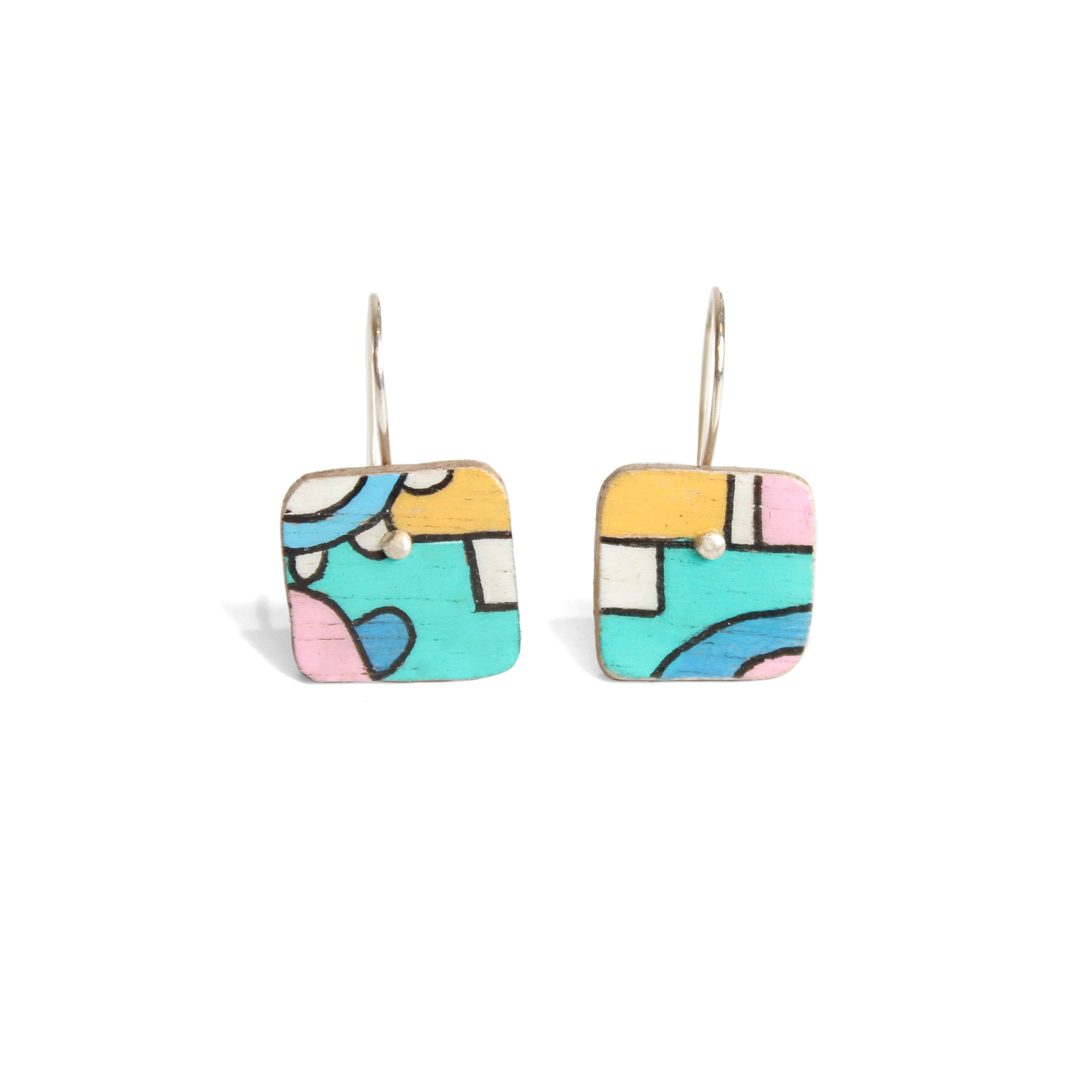 Hand-coloured Plywood Earring - S Jewellery Chloe Waddell #5 